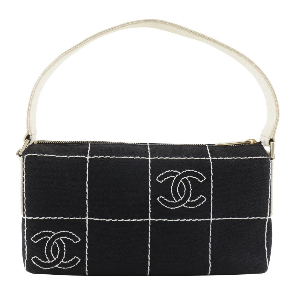 Chanel Chocolate bar Black Canvas Shoulder Bag