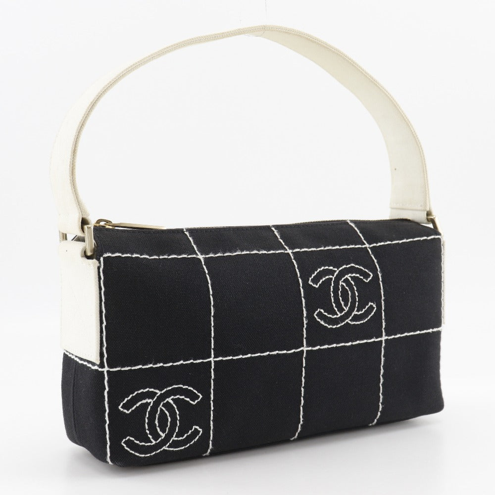 Chanel Chocolate bar Black Canvas Shoulder Bag