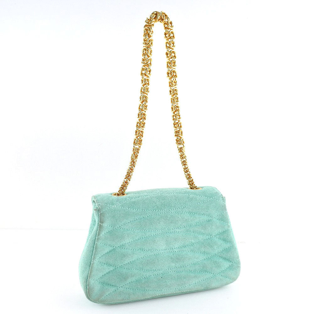 CHANEL Handbag Suede Green   COCO Mark Chain handbag Women  