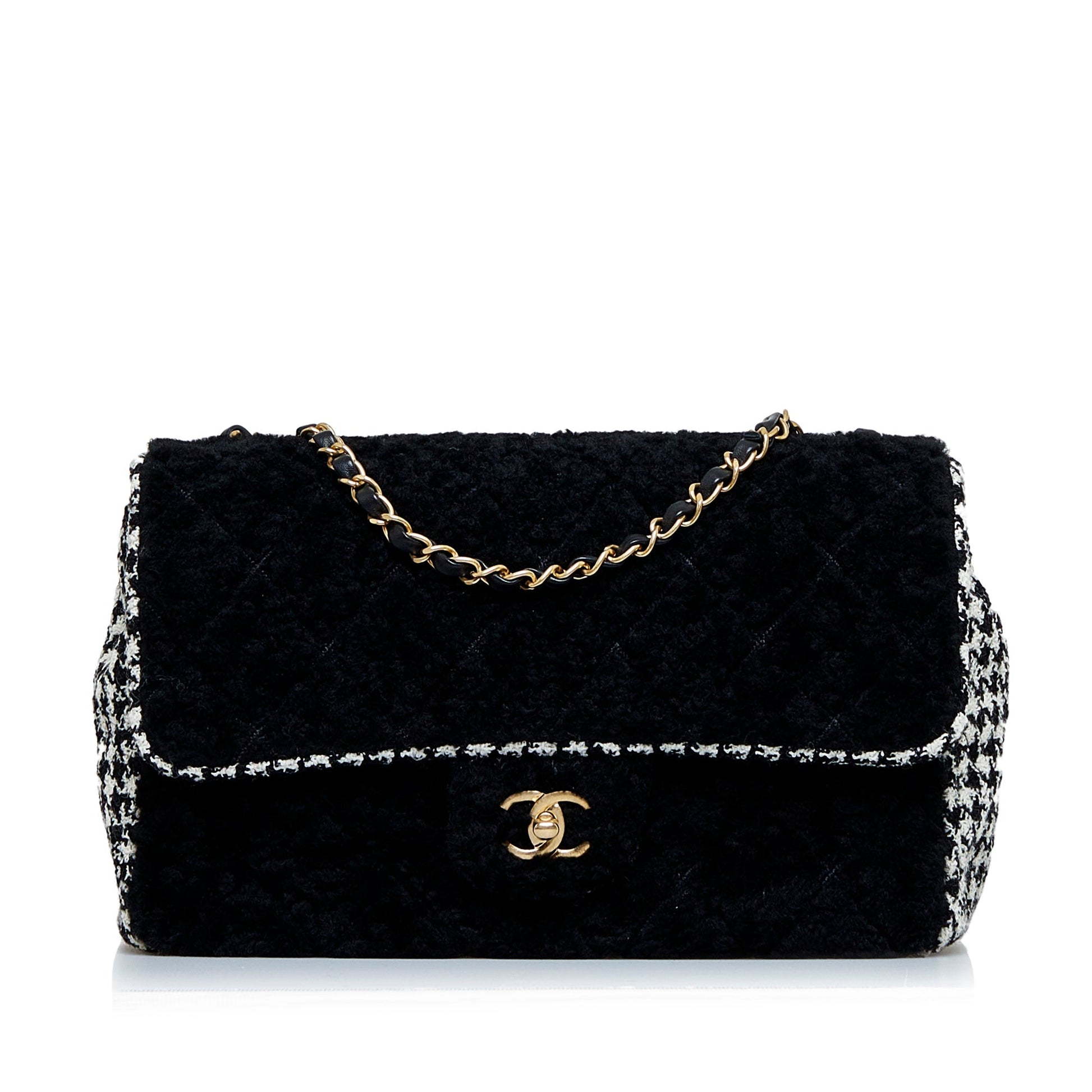 Black Chanel Shearling CC Turnlock Flap Bag