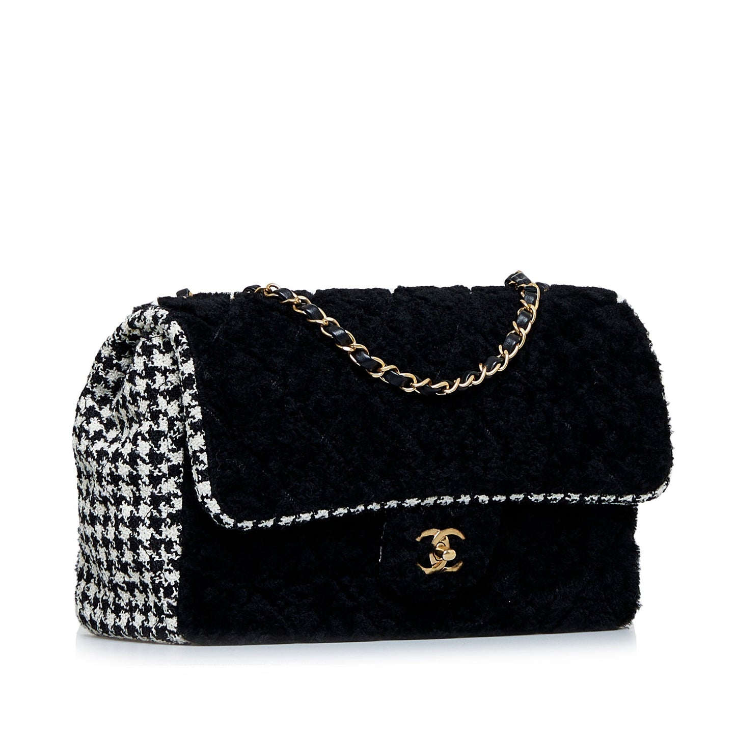 Black Chanel Shearling CC Turnlock Flap Bag