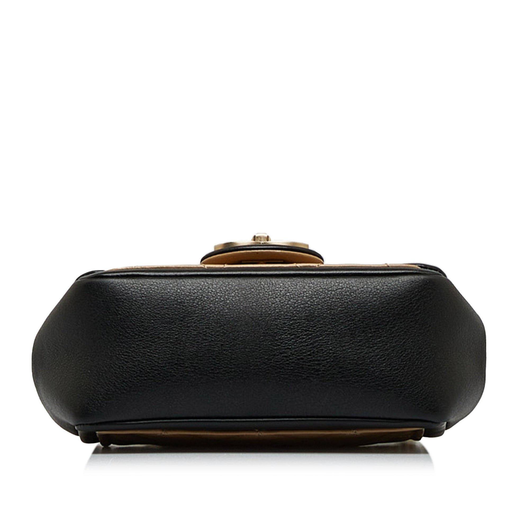 Brown Chanel Mini Square Calfskin Graphic Flap Crossbody Bag