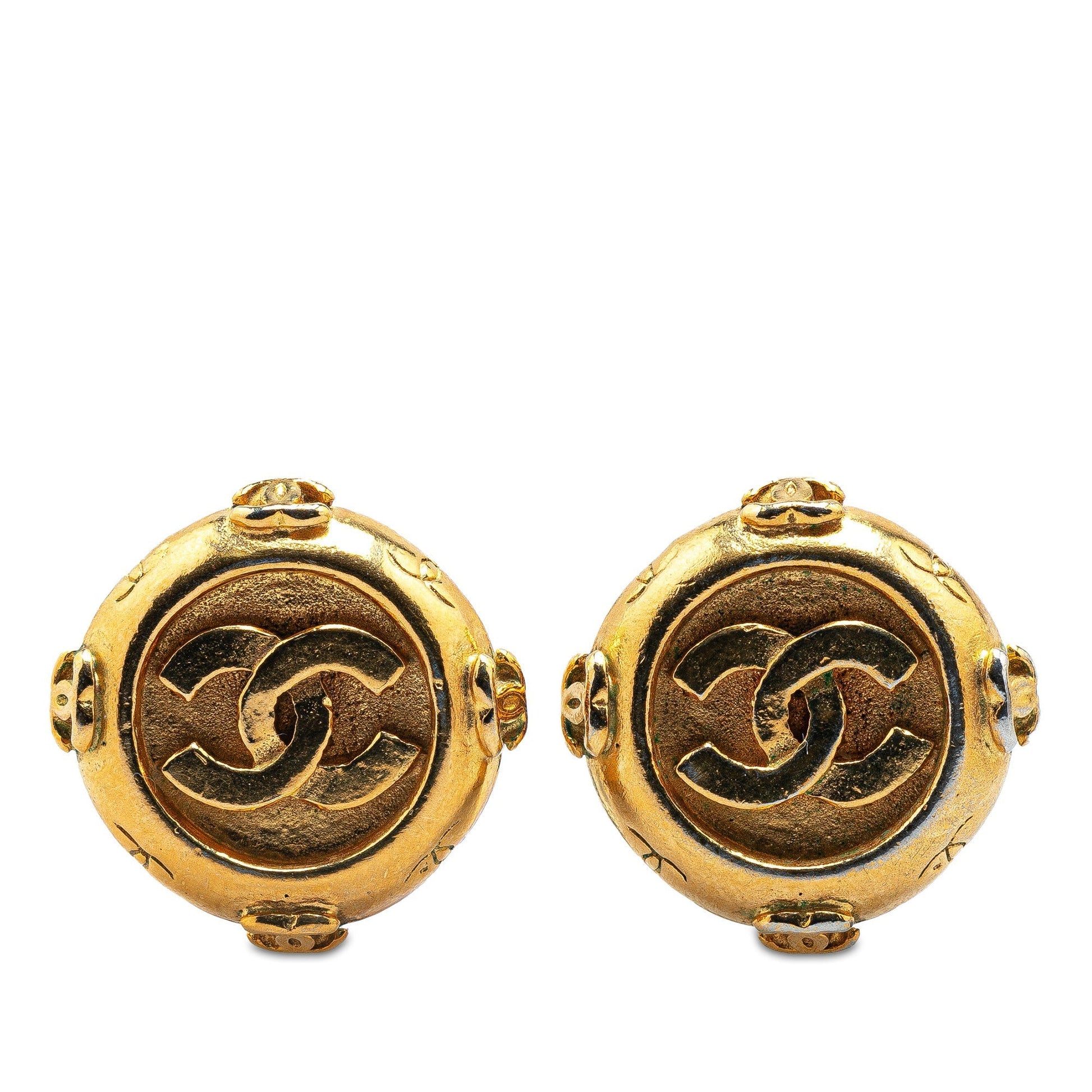 Gold Chanel Gold Plated CC Clip On Earrings