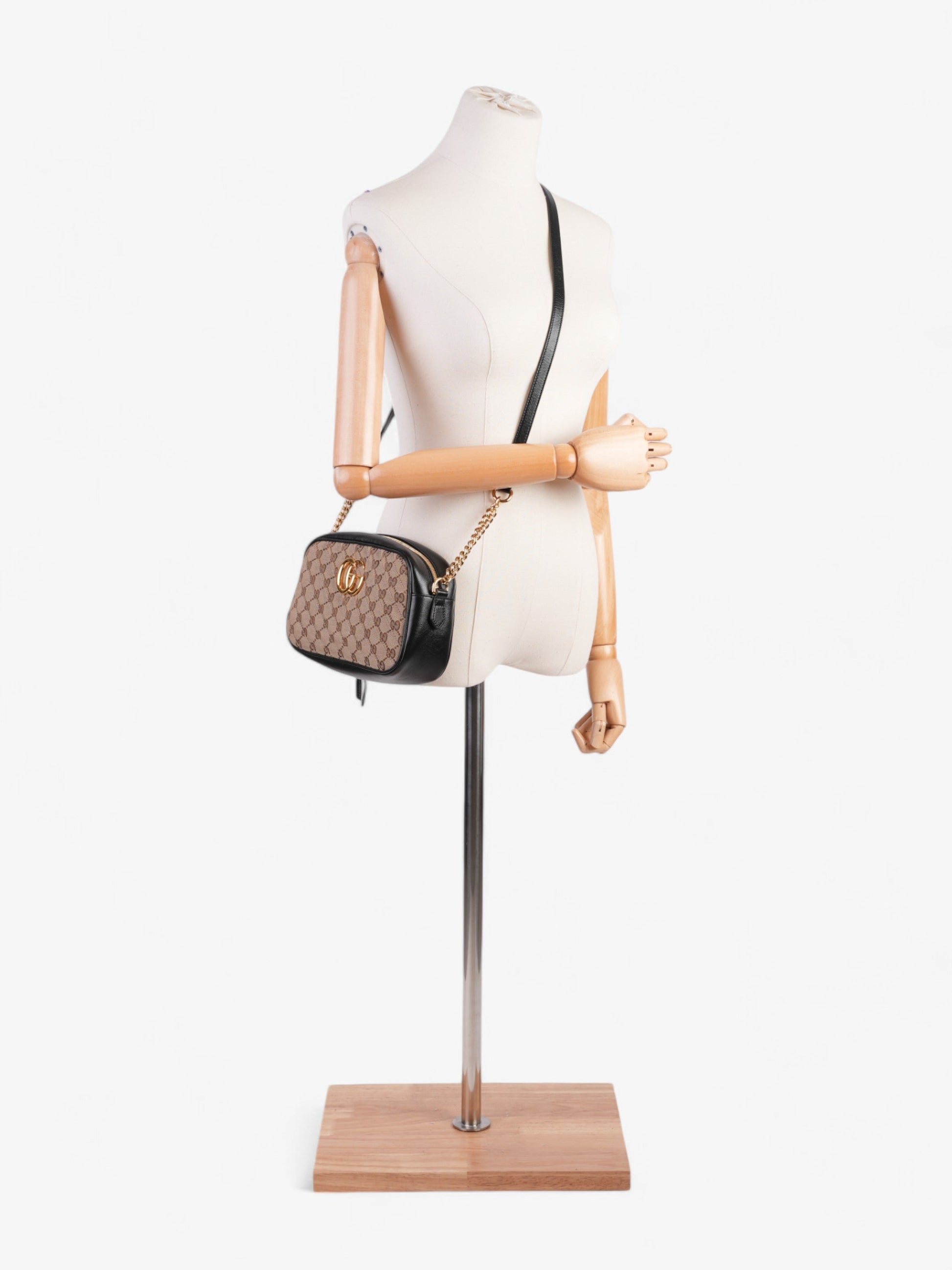 Gucci Marmont Zip Around Supreme Coated Crossbody Bag Canvas Black