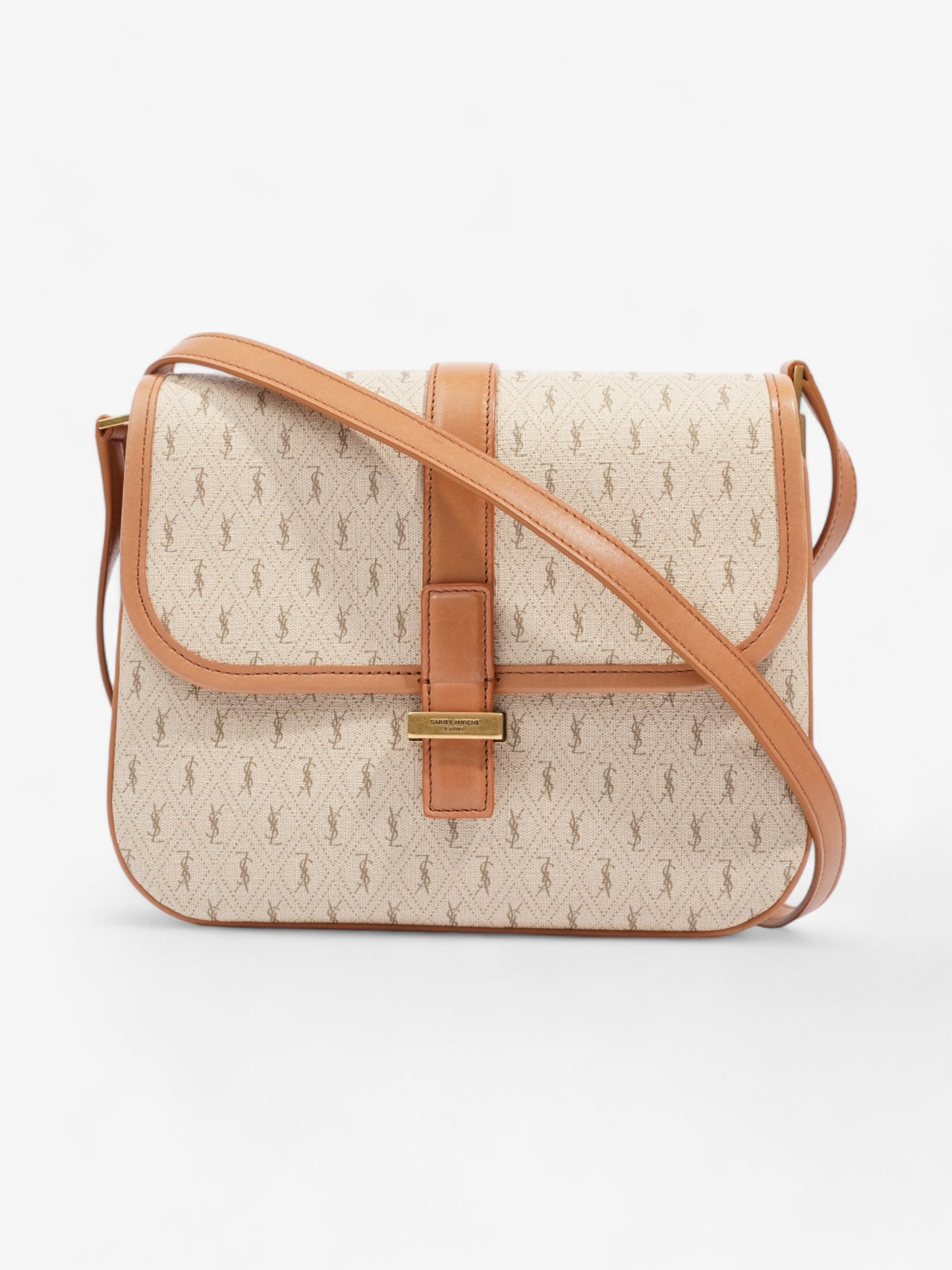 YSL Saint Laurent Satchel Bag Canvas Monogram Brown