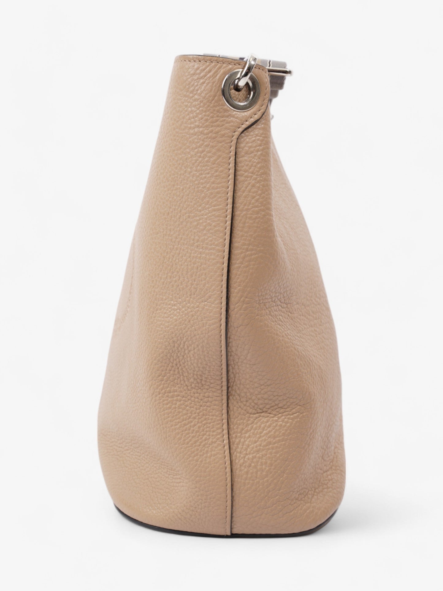 Prada Prada Logo Bucket Bag Neutral Leather Medium Crossbody Bag
