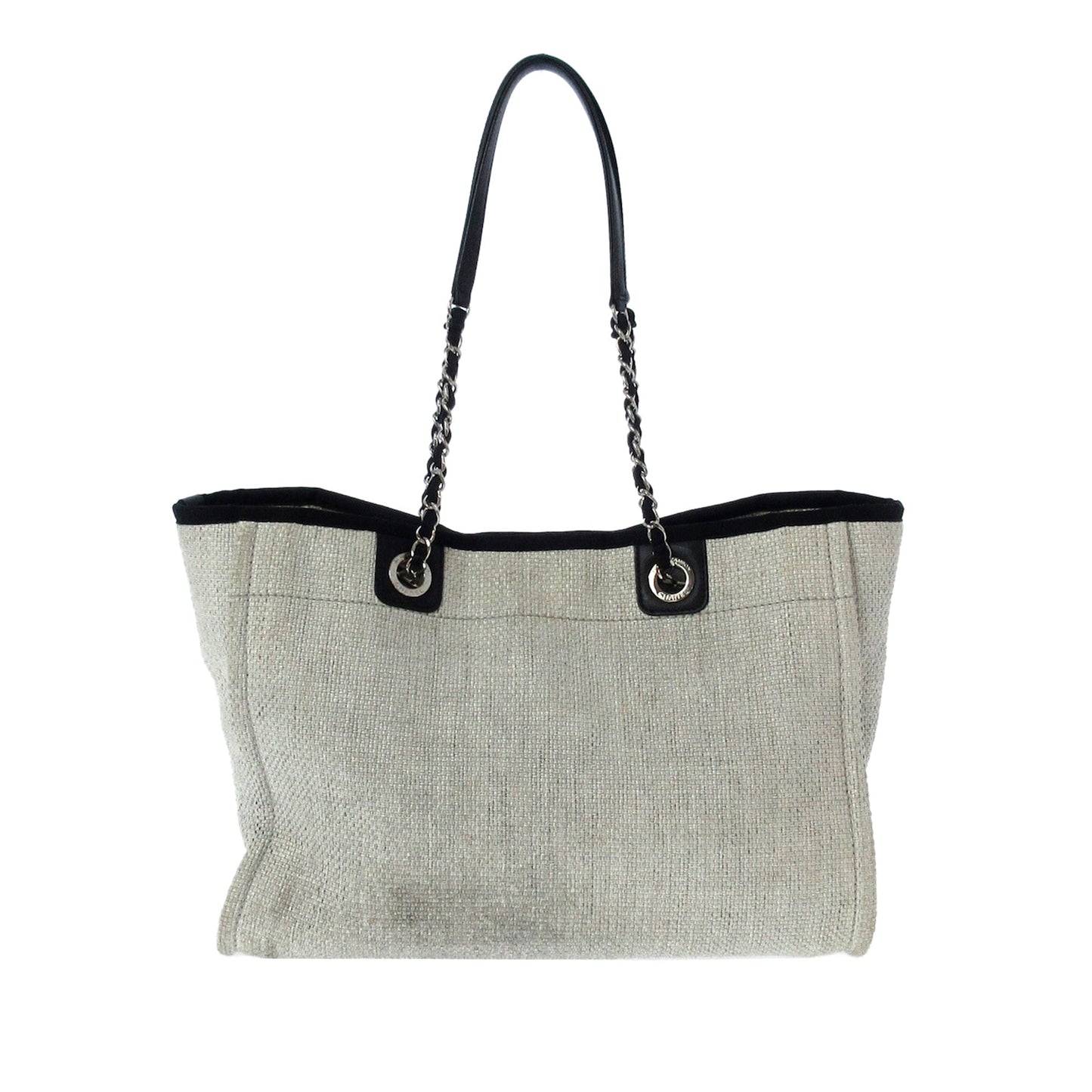 Chanel Deauville Tote Bag Gray Canvas Small
