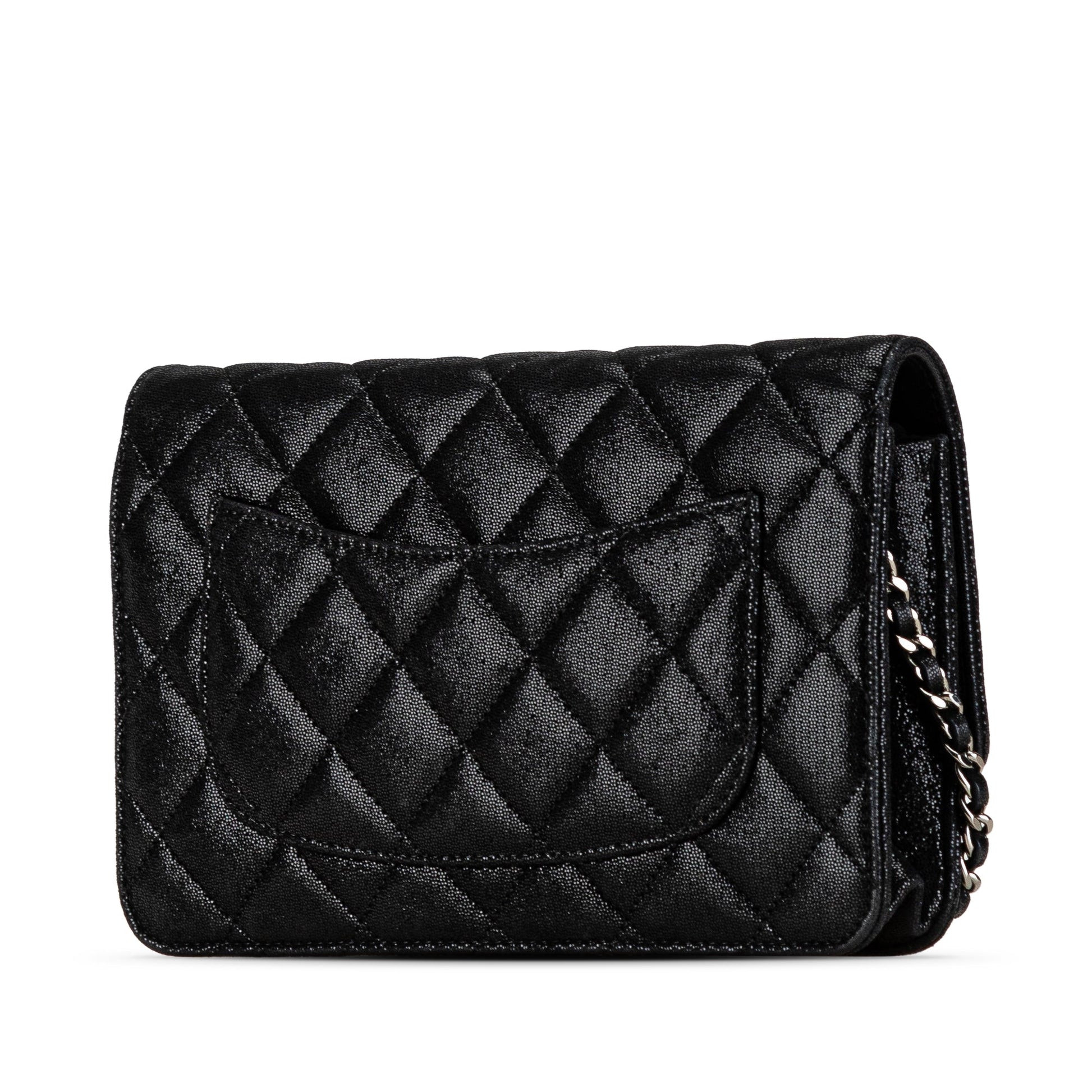 Black Chanel Iridescent Caviar Crystal CC Wallet On Chain Crossbody Bag