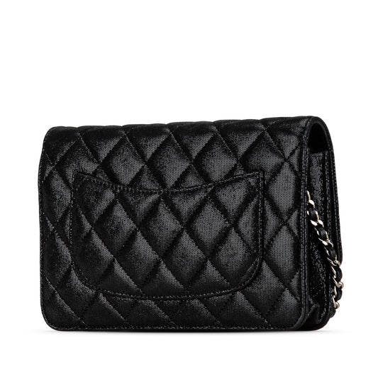 Black Chanel Iridescent Caviar Crystal CC Wallet On Chain Crossbody Bag