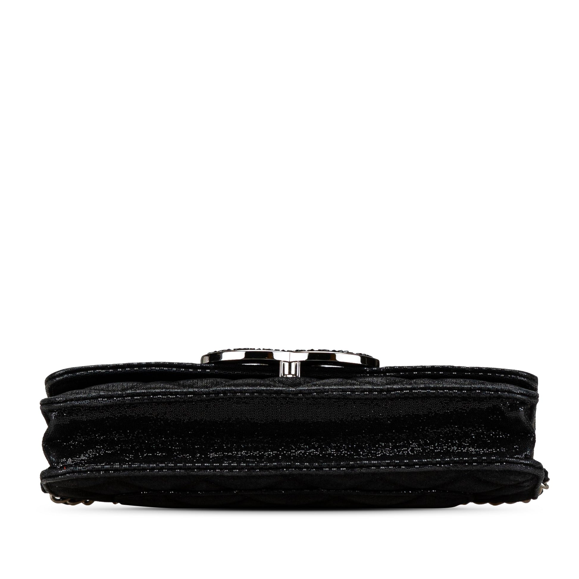 Black Chanel Iridescent Caviar Crystal CC Wallet On Chain Crossbody Bag