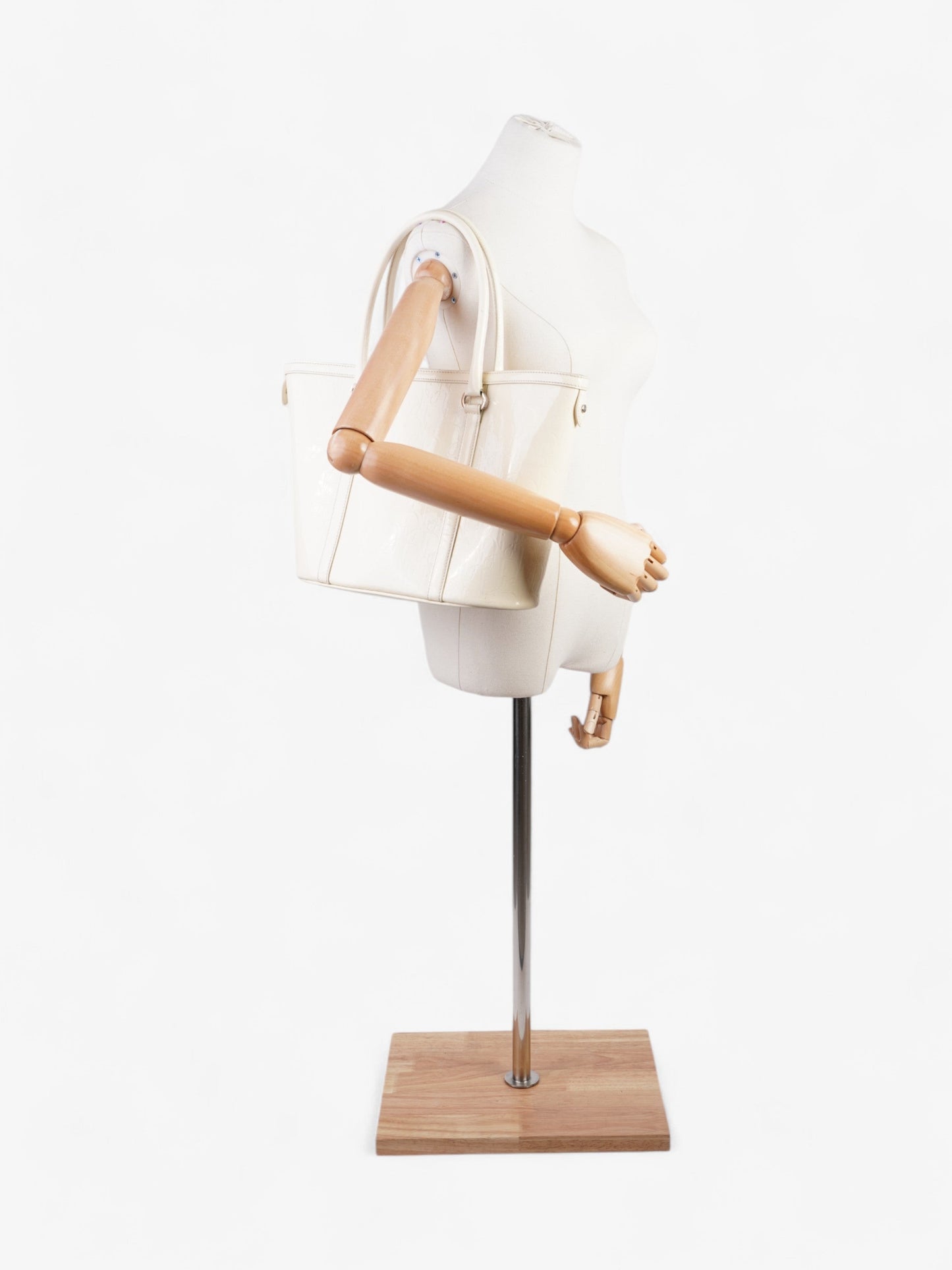 Dior Christian Tote Bag Off Leather Patent White Shoulder Bag