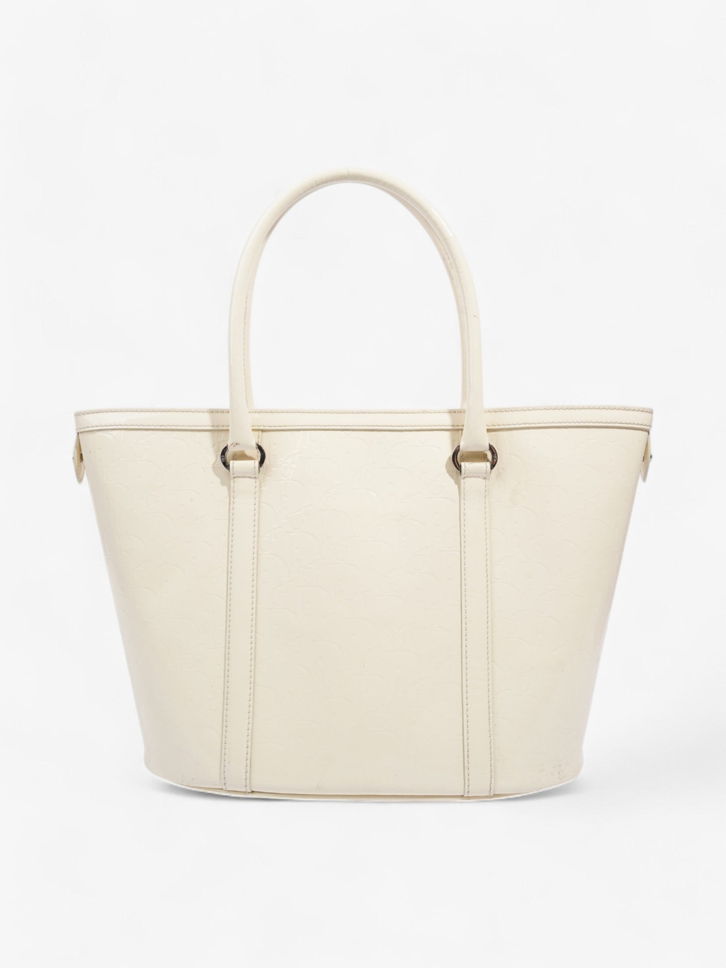 Dior Christian Tote Bag Off Leather Patent White Shoulder Bag