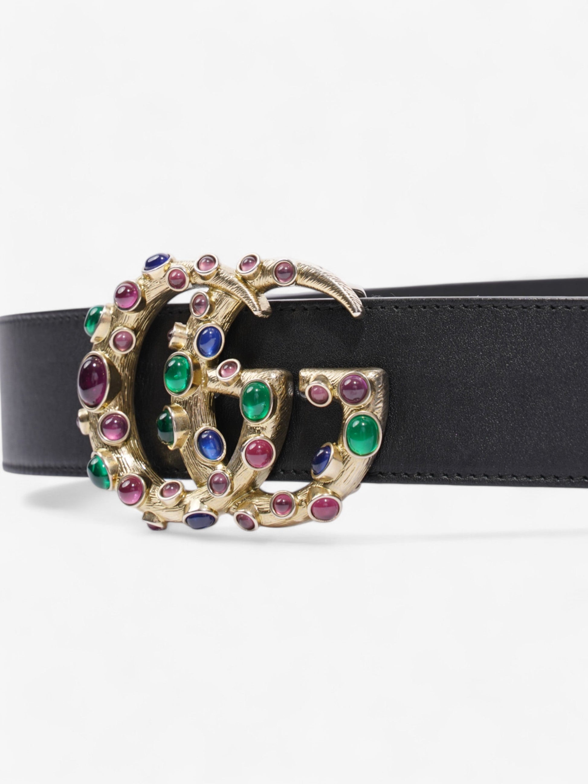 Gucci Marmont Crystal Belt Gold Multicoloured Handbag Leather Black Accessory
