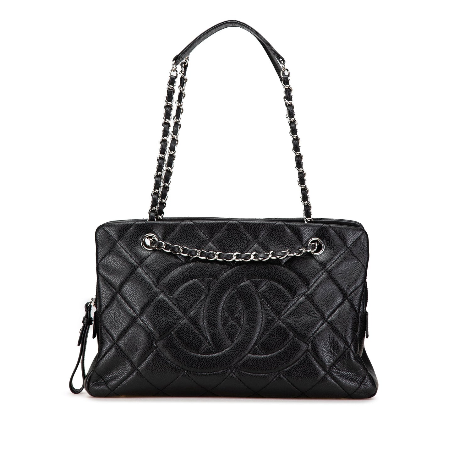 Black Chanel CC Quilted Caviar Chain Tote