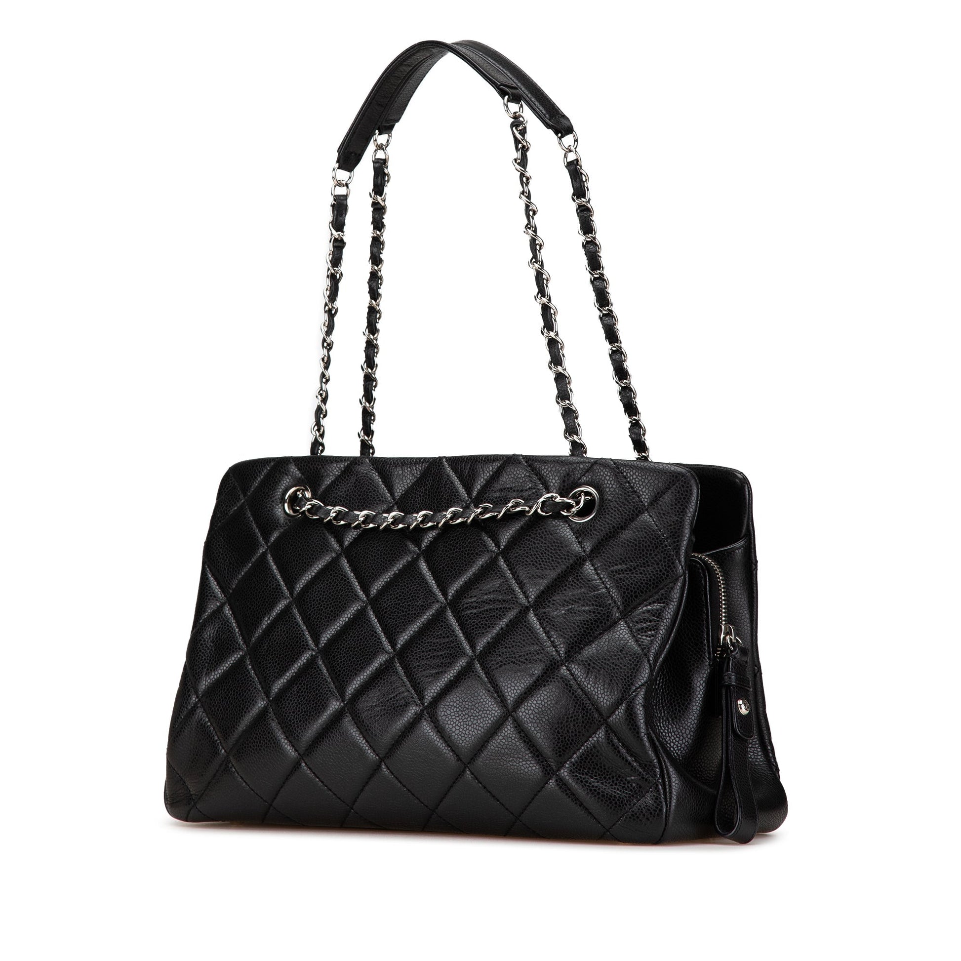 Black Chanel CC Quilted Caviar Chain Tote