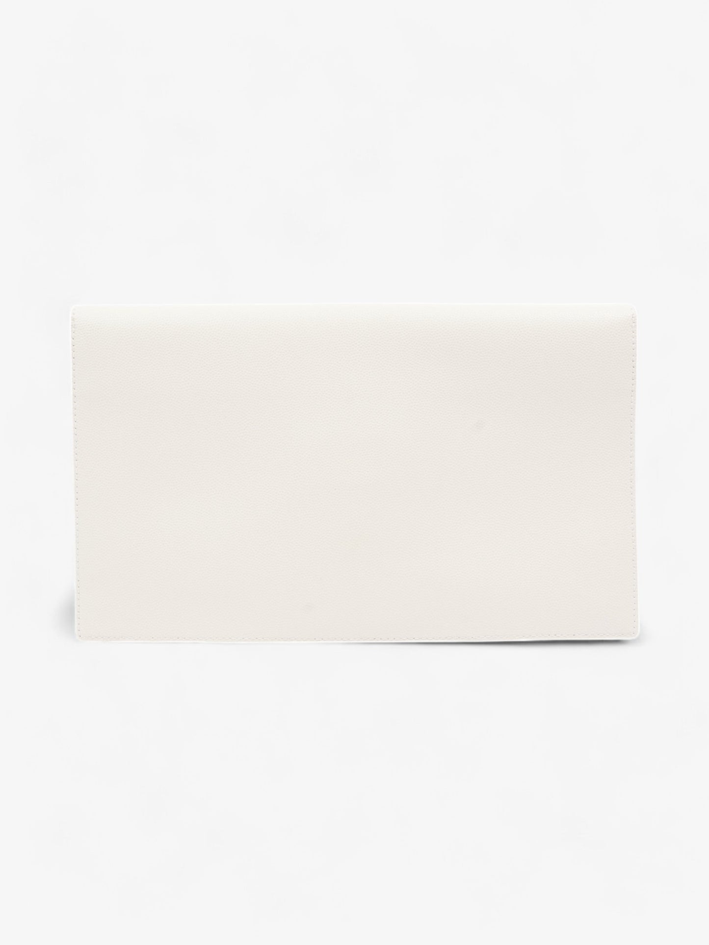 YSL Saint Laurent Uptown Clutch Grained Leather White Medium Clutch Bag
