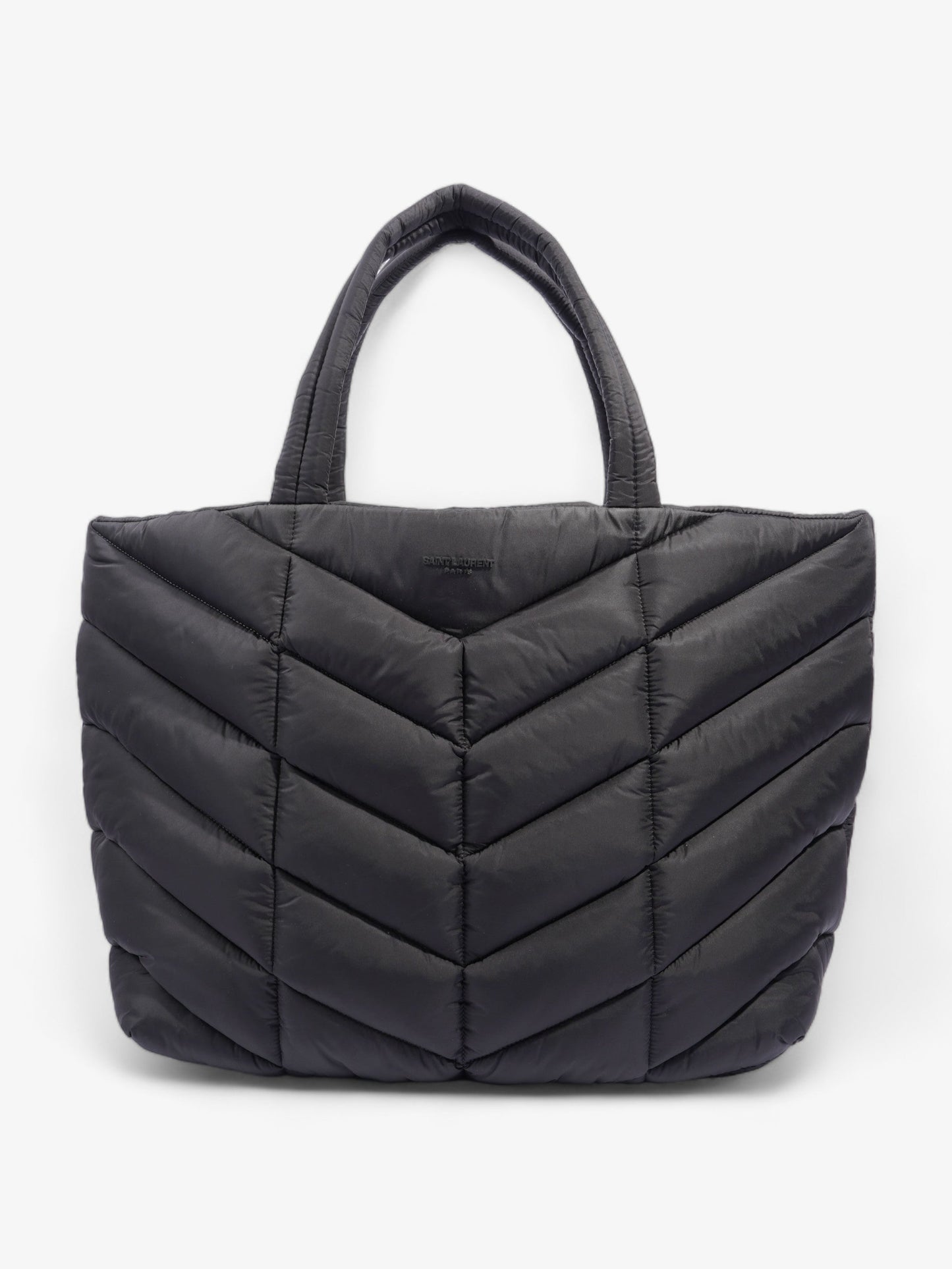 YSL Saint Laurent Detailed Puffer Tote Bag Polyamide Black Logo