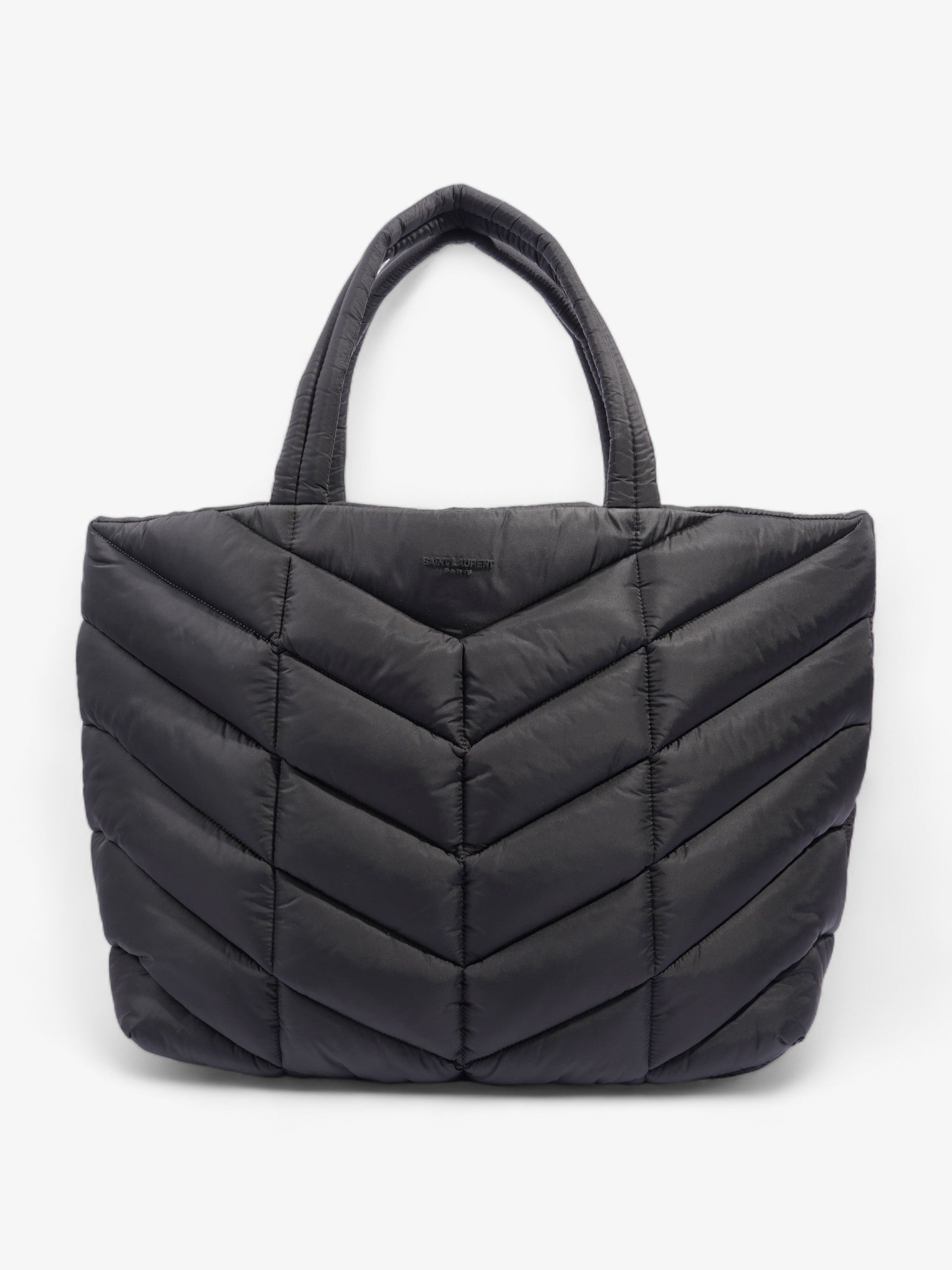 YSL Saint Laurent Detailed Puffer Tote Bag Polyamide Black Logo