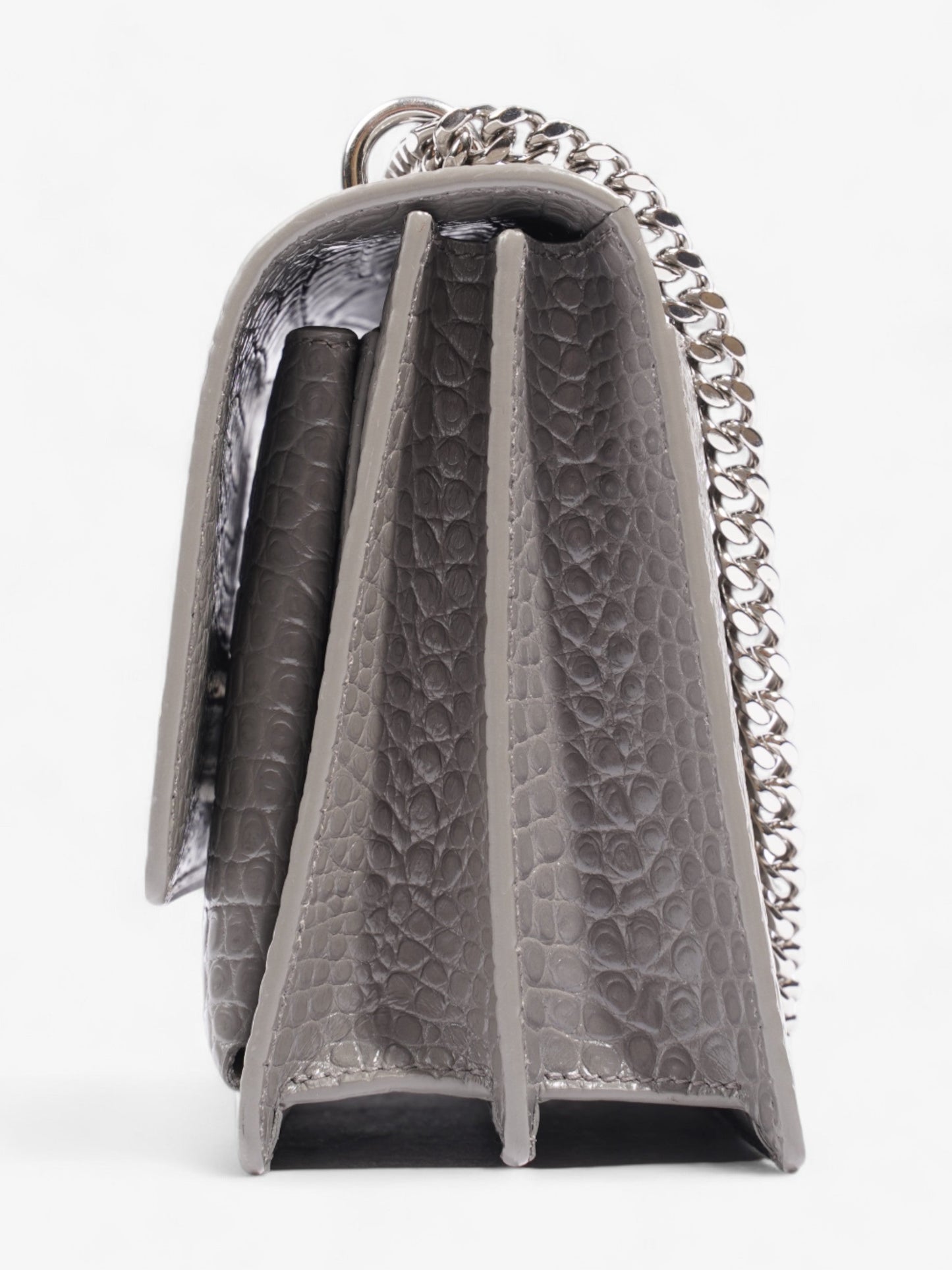 YSL Saint Laurent Sunset Grey Shoulder Bag Leather Gray Medium