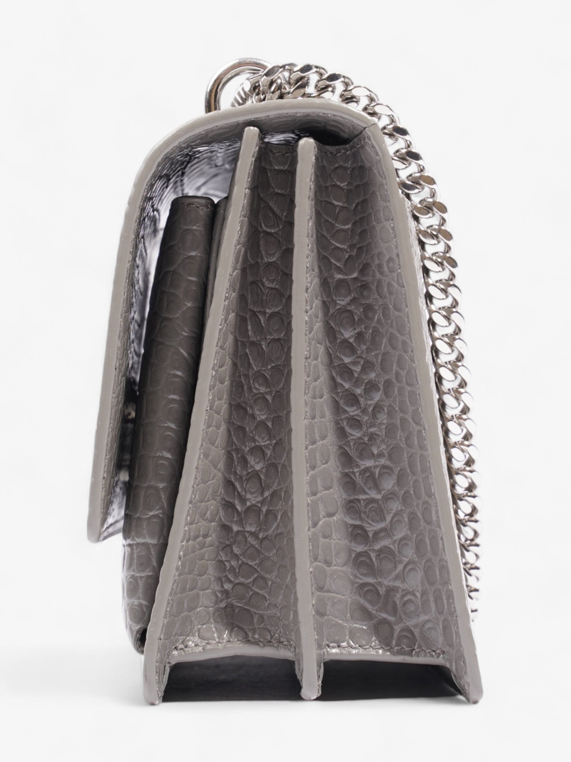 YSL Saint Laurent Sunset Grey Shoulder Bag Leather Gray Medium