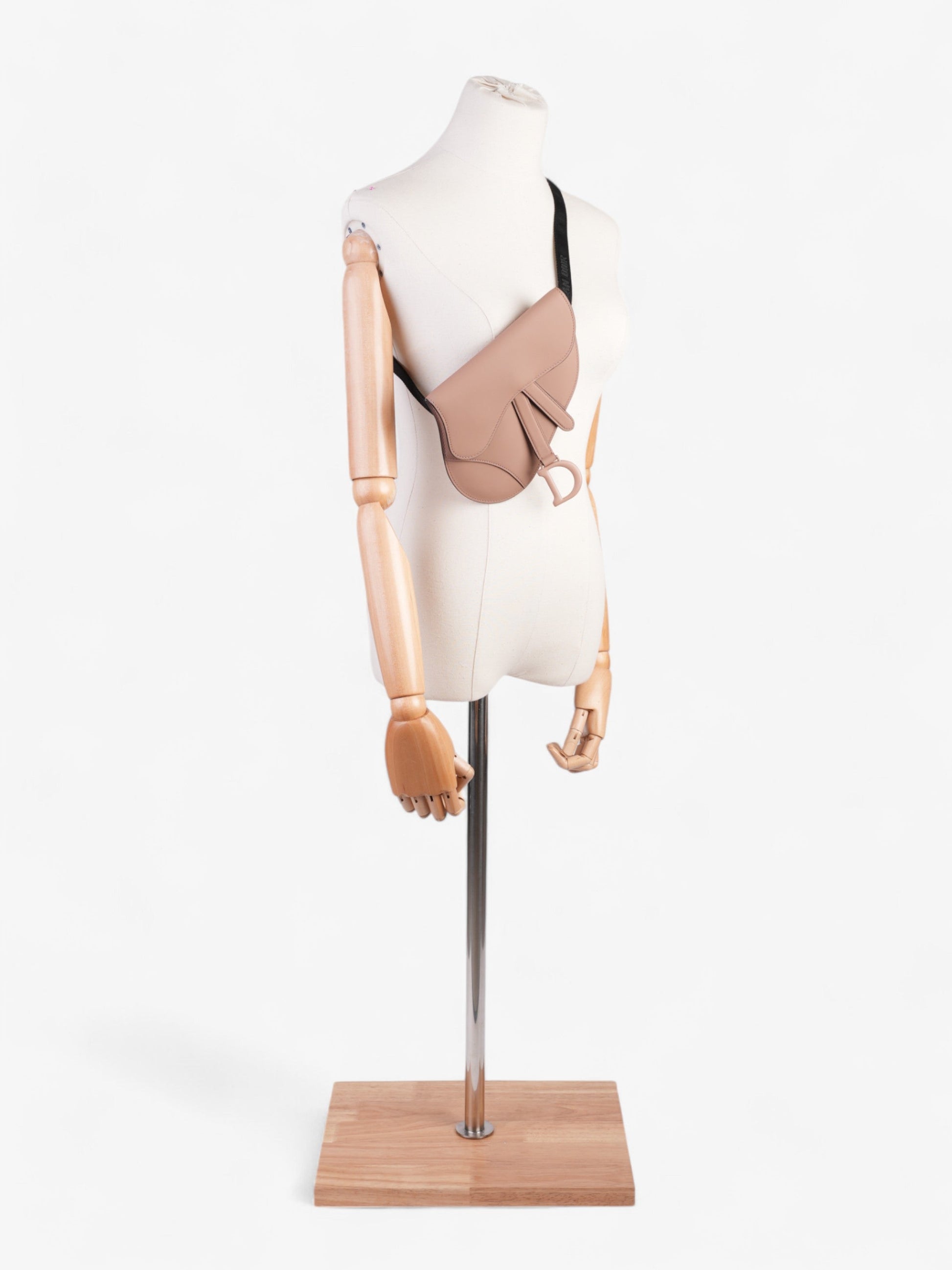 Dior Christian Saddle Belt Bag Nude Leather