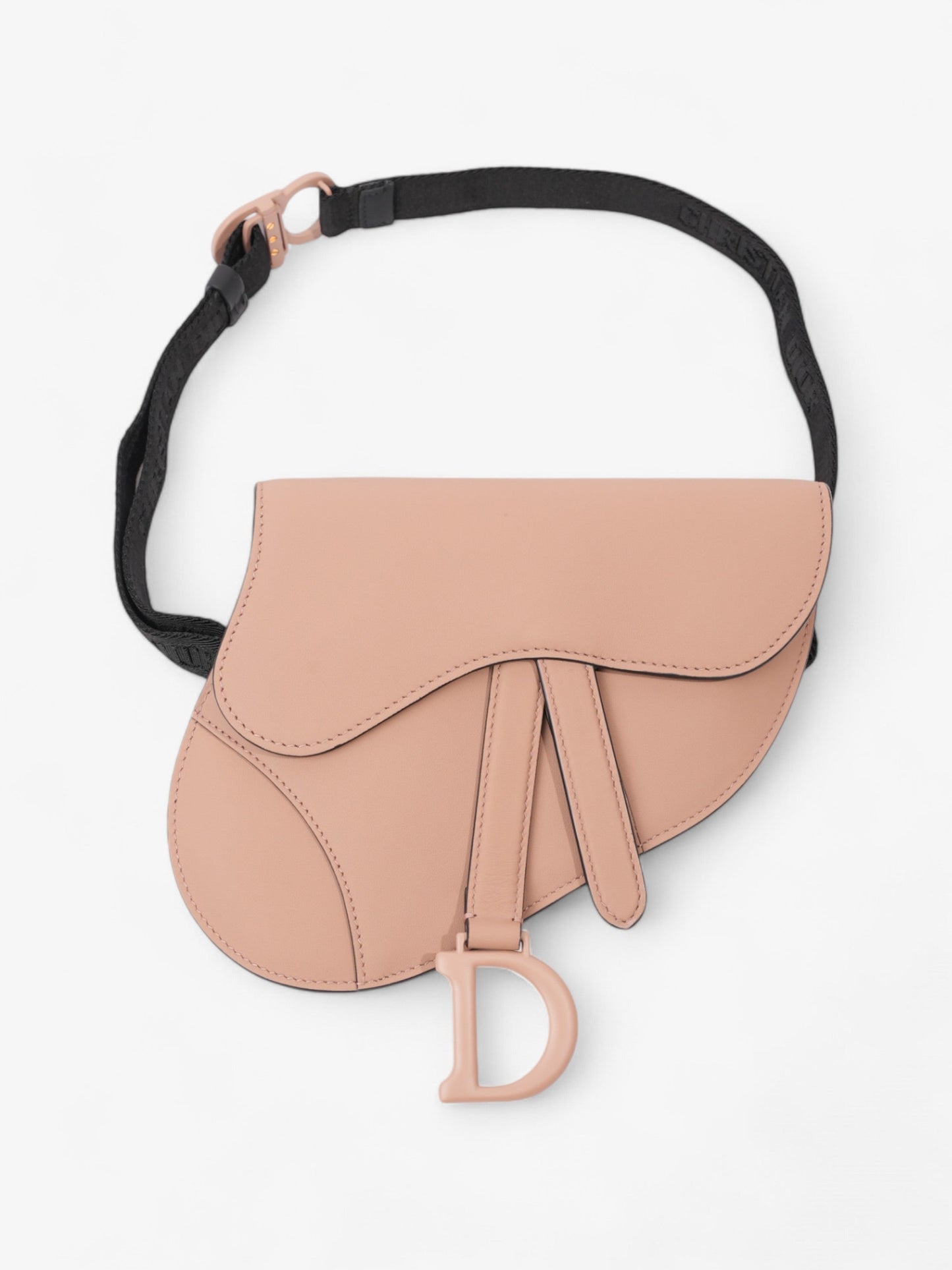 Dior Christian Saddle Belt Bag Nude Leather