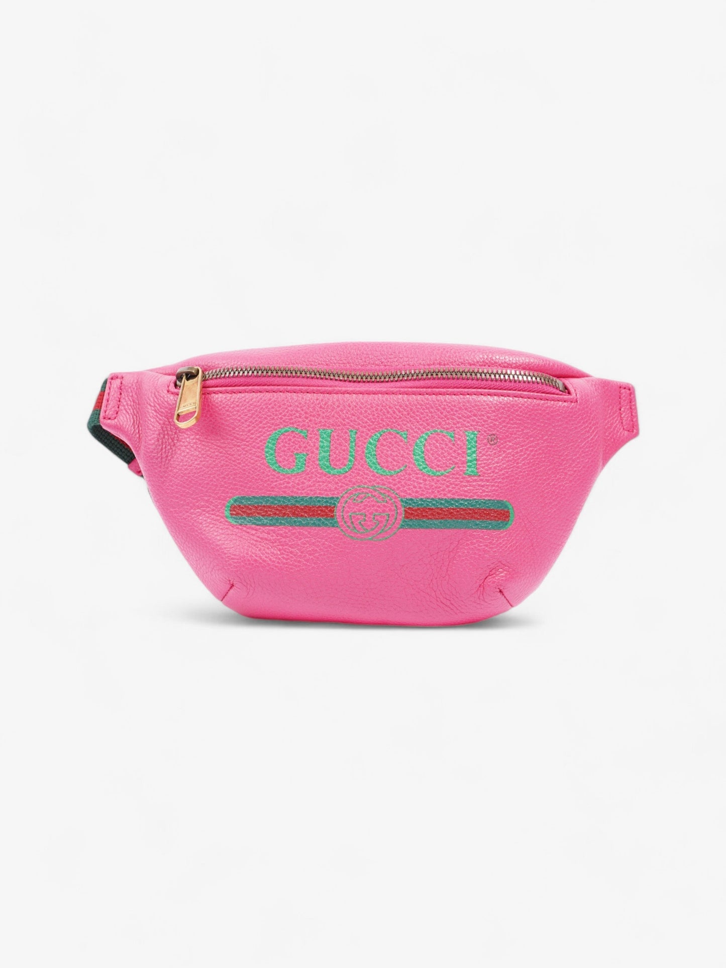 Gucci Logo Web Bum Bag Neon Green Leather Red Travel Bag