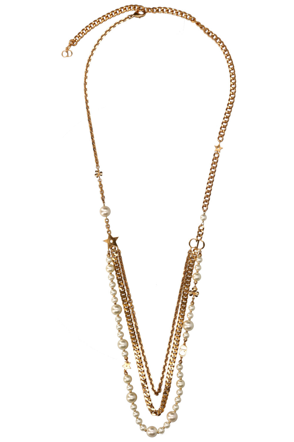 Dior Stars and Pearls Necklace Gold Jewelry