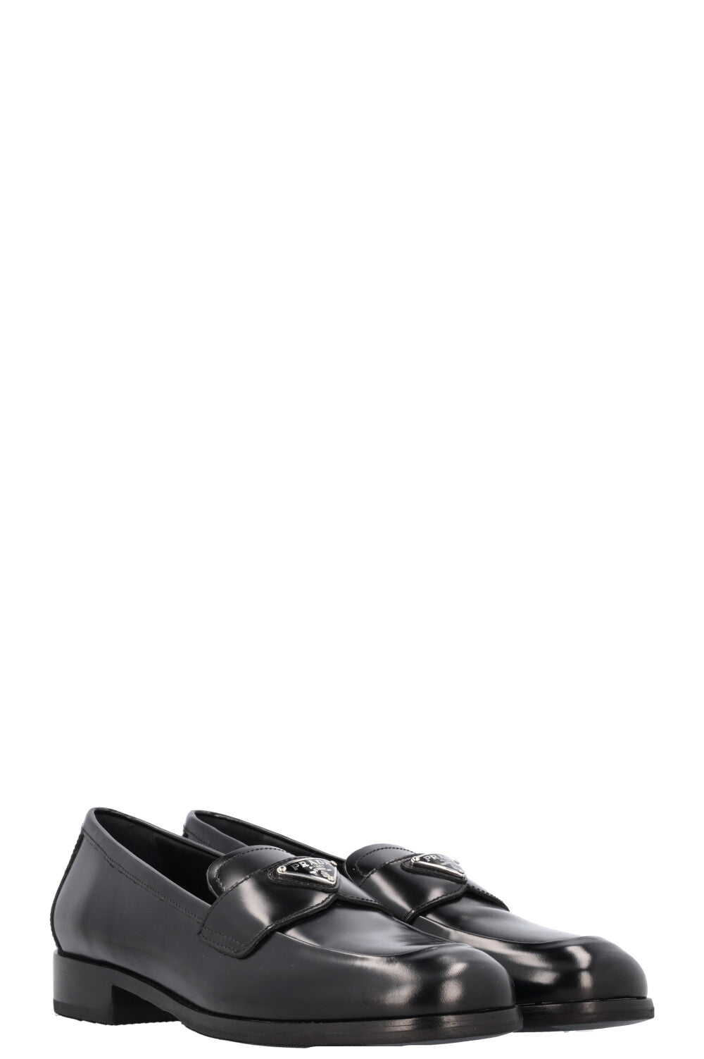 Prada Triangle Loafers Black Logo Shoes Logo Loafers Black