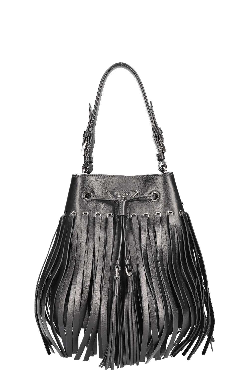 Prada Fringed Bag Black Bucket Bucket Bag