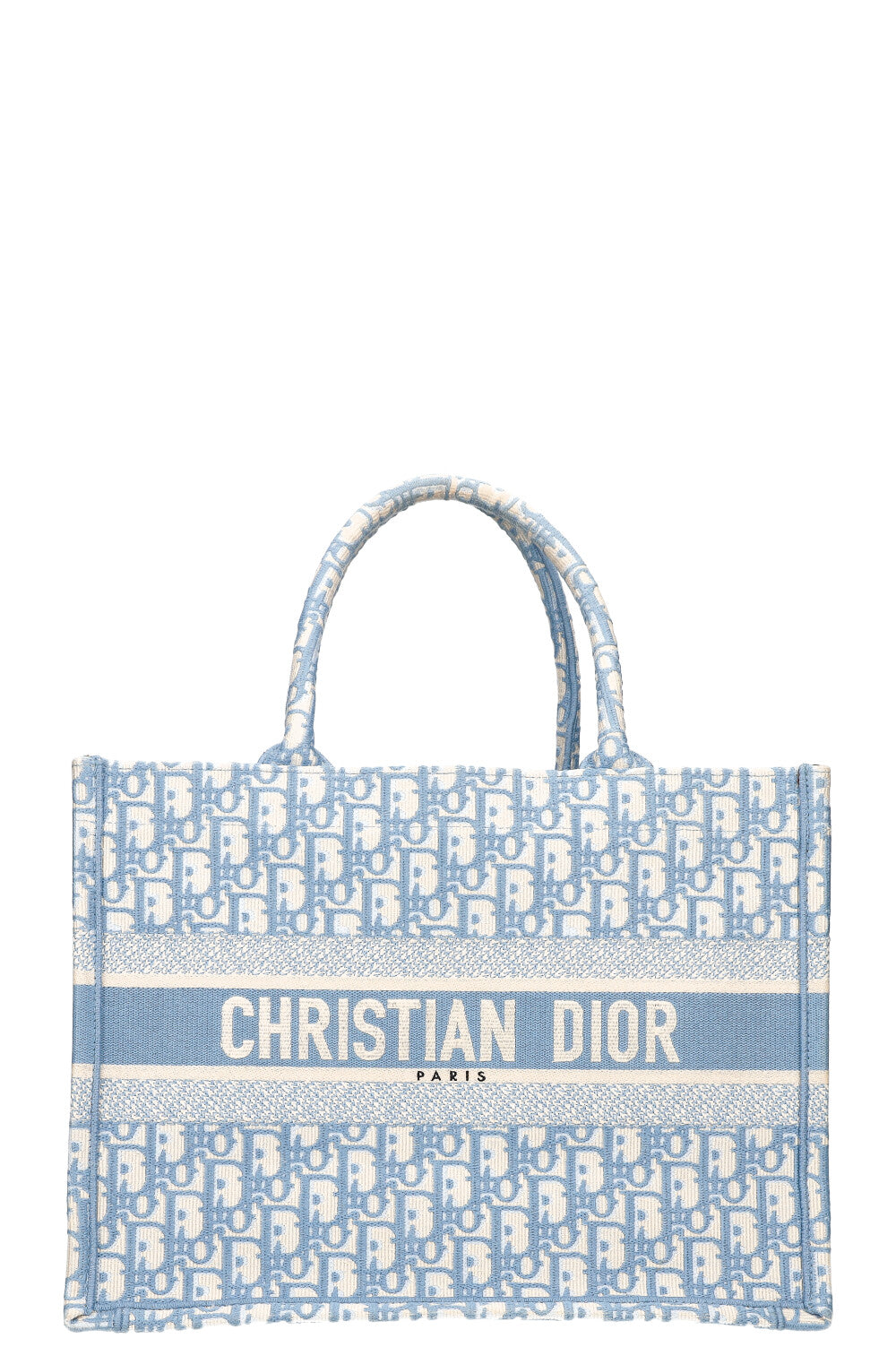 Dior Tote Bag Book Tote Oblique Embroidery Blue Medium Baby