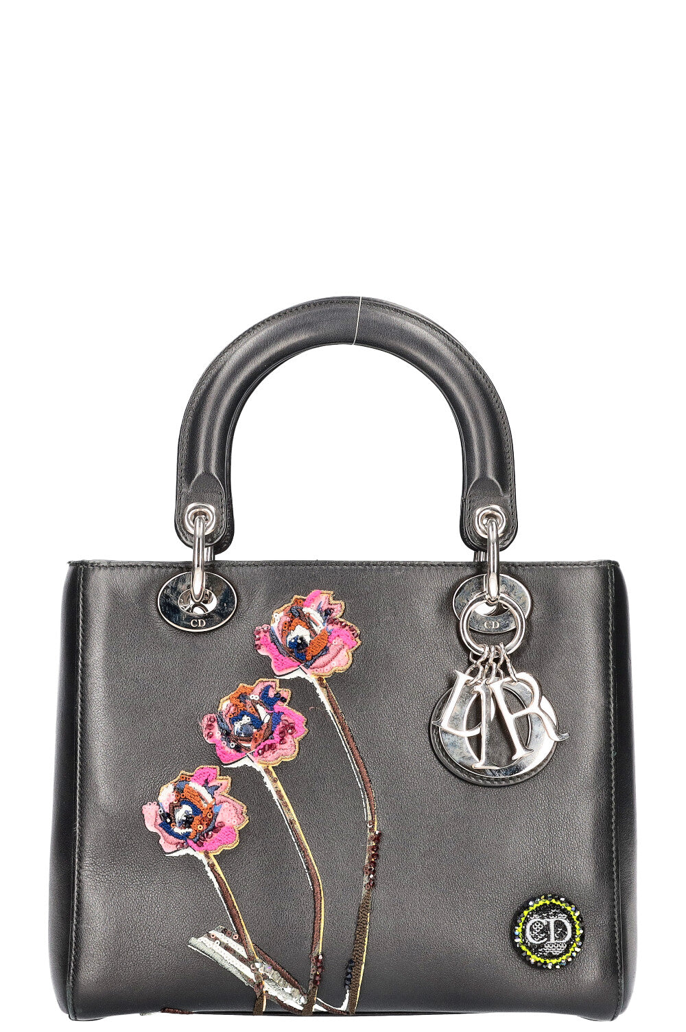 Dior Handbag Lady Patch Embellished Black