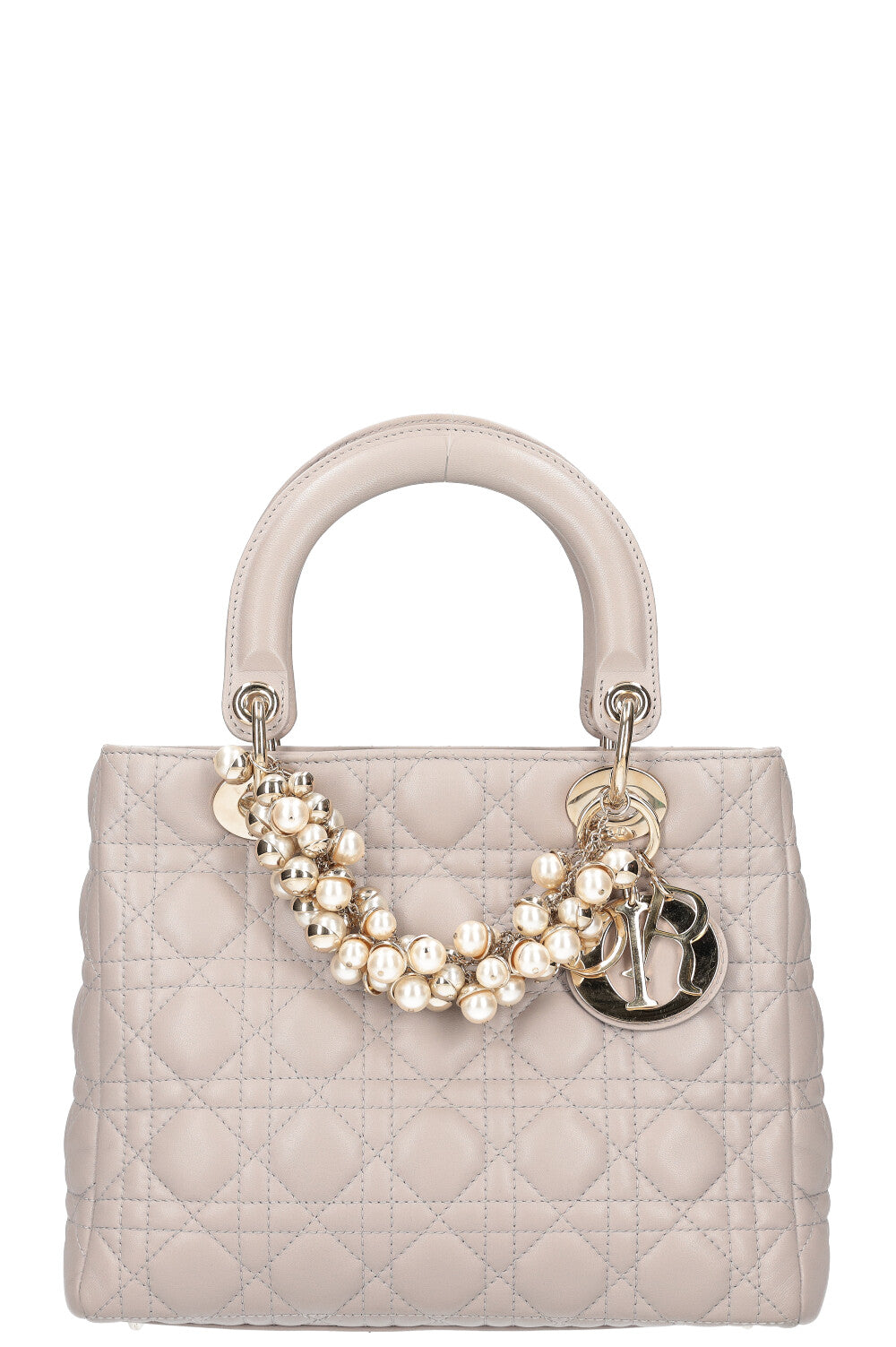Dior Handbag Lady Bag Cannage Grey Gray Medium