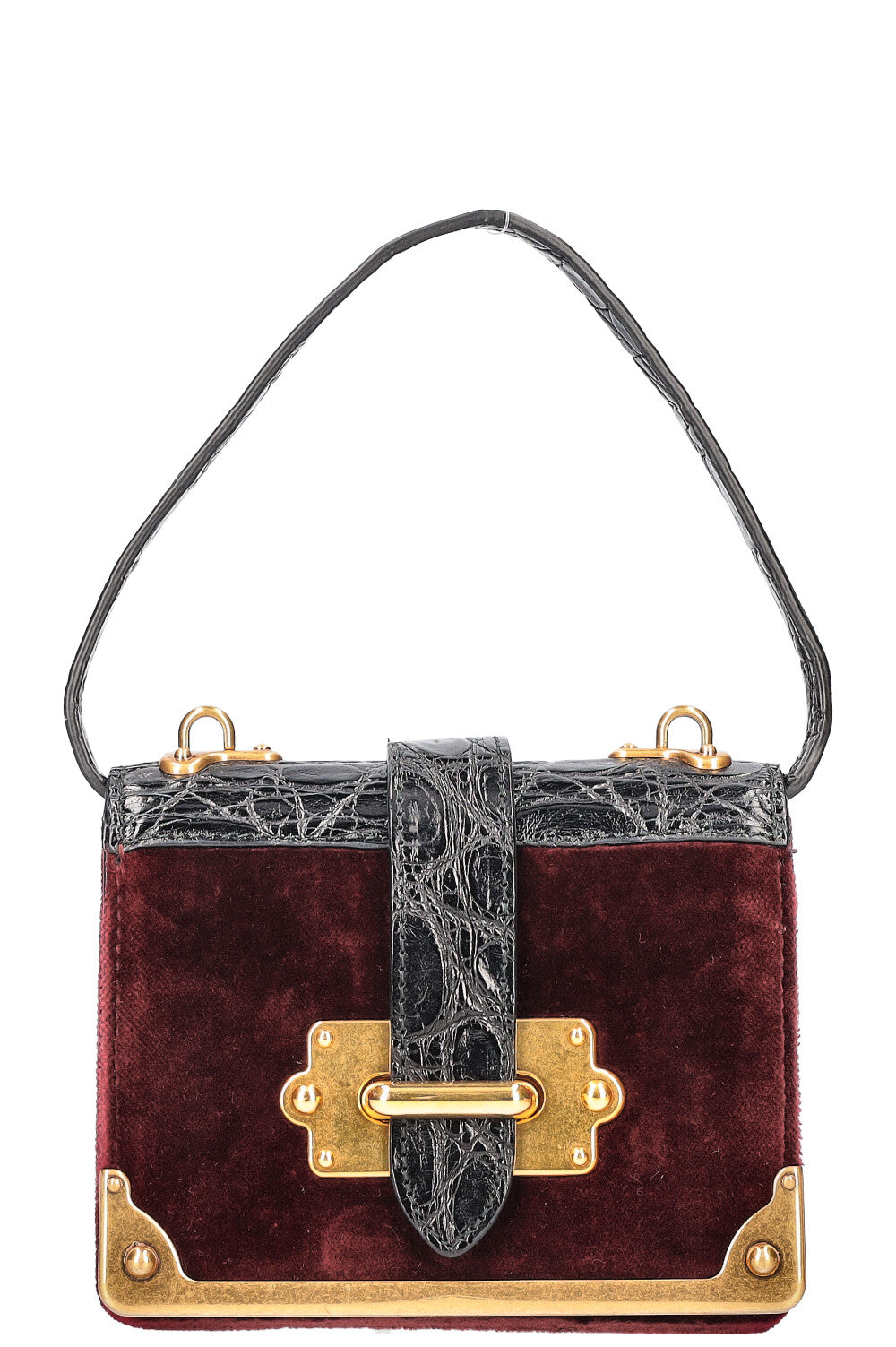 Prada Crossbody Bag Cahier Bag Velvet Crocodile Micro