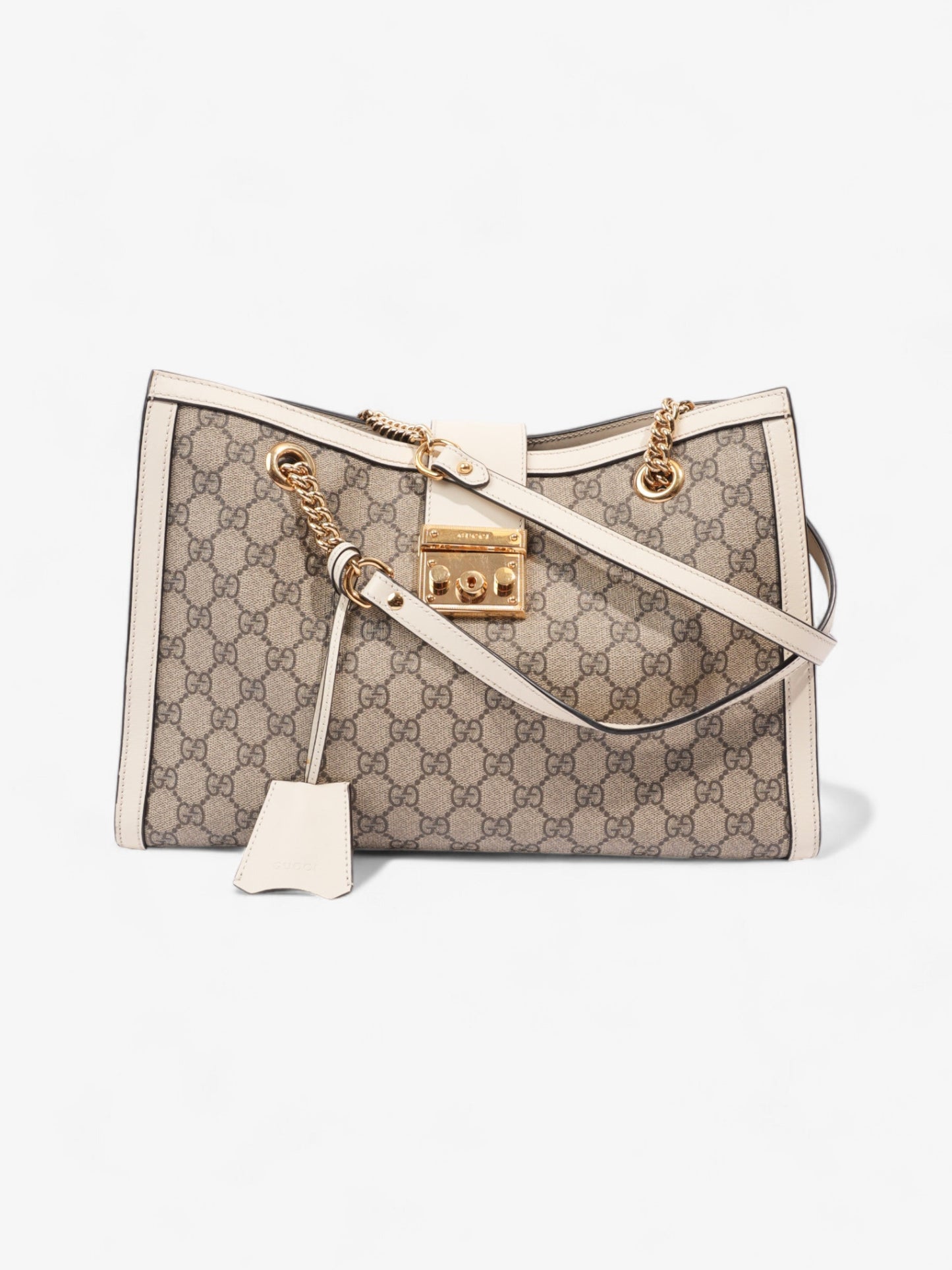 Gucci Padlock And Ebony Supreme Coated Small Shoulder Canvas Beige Shoulder Bag