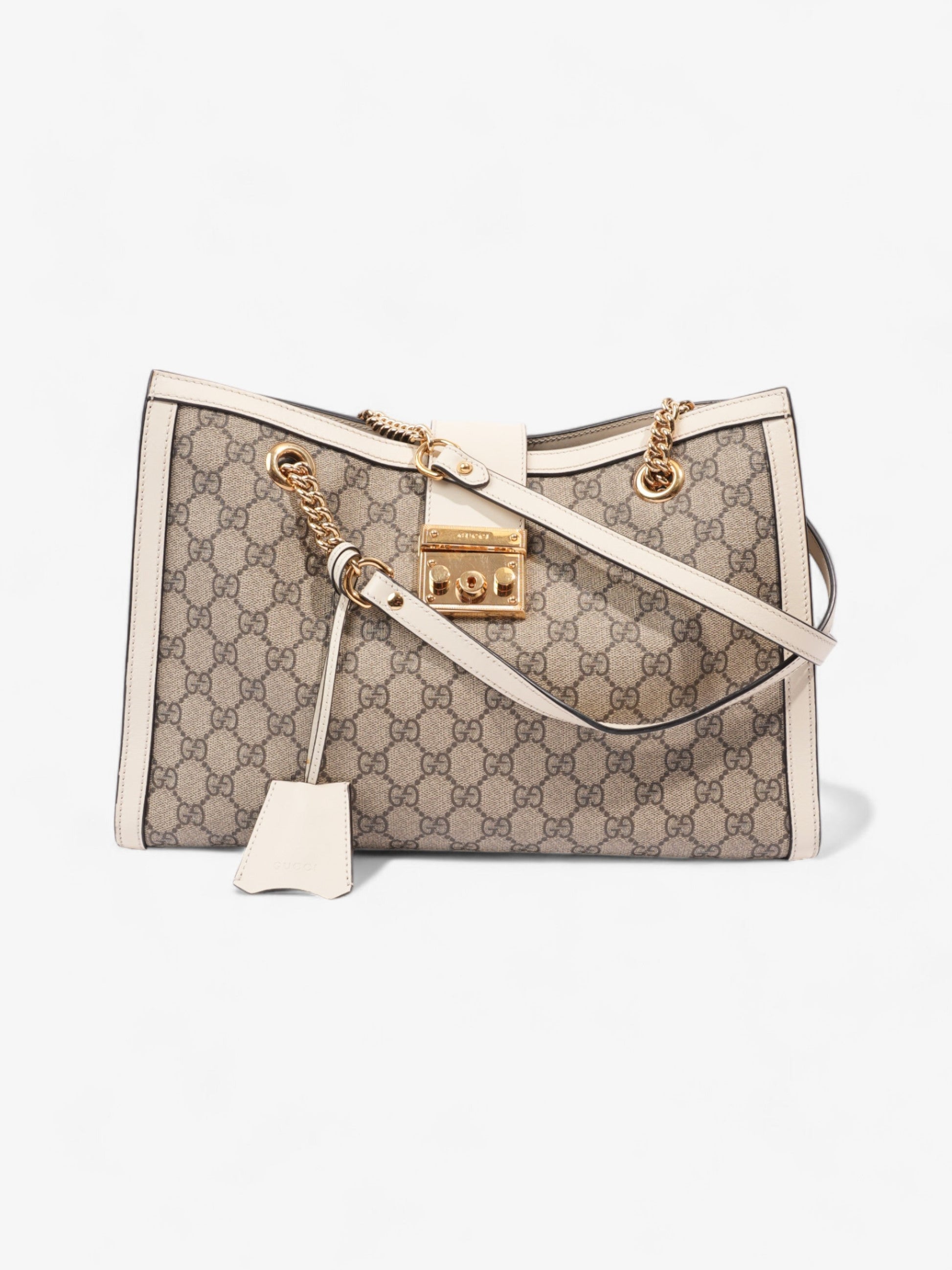 Gucci Padlock And Ebony Supreme Coated Small Shoulder Canvas Beige Shoulder Bag
