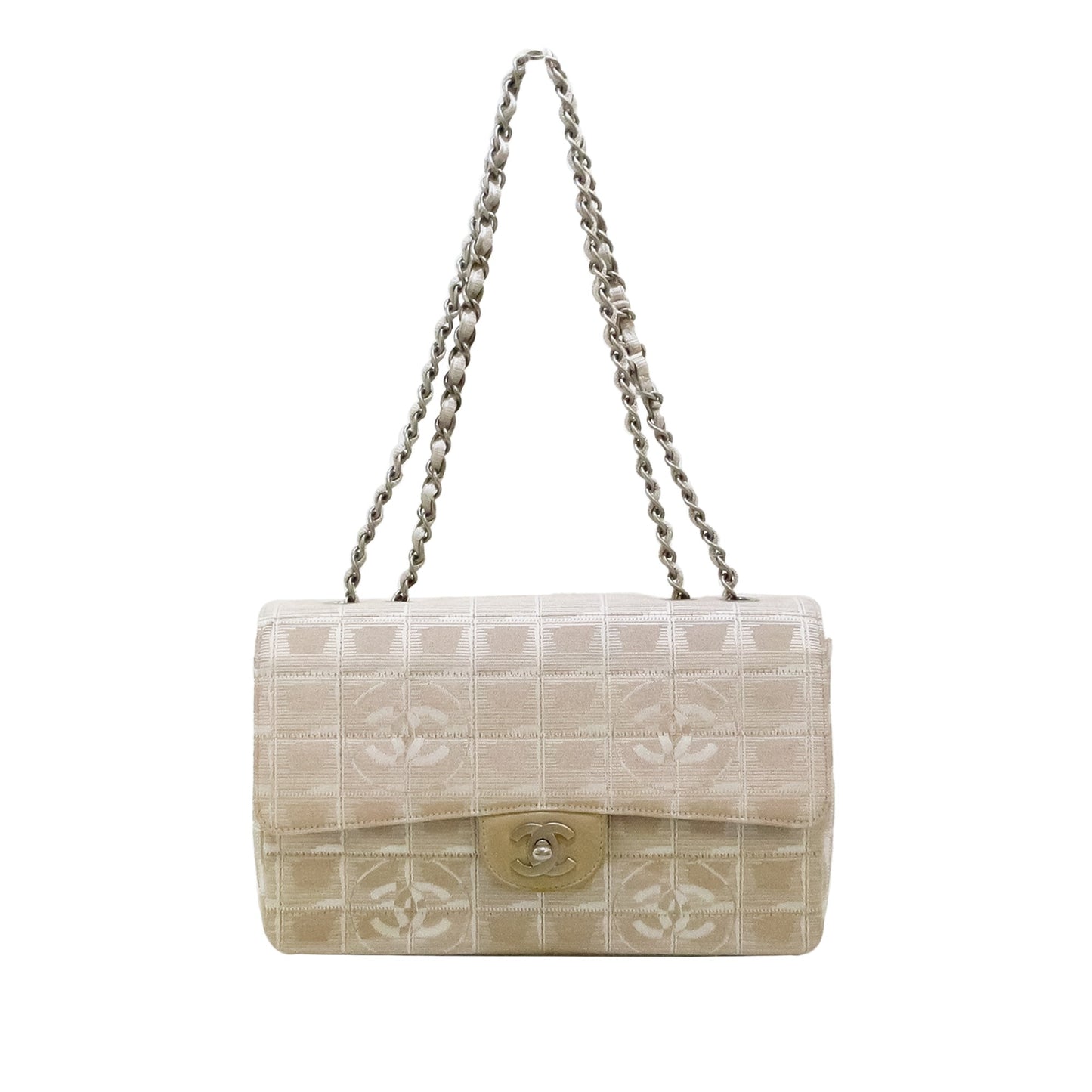 Chanel New Travel Chain Flap Handbag Nylon Brown Shoulder Bag