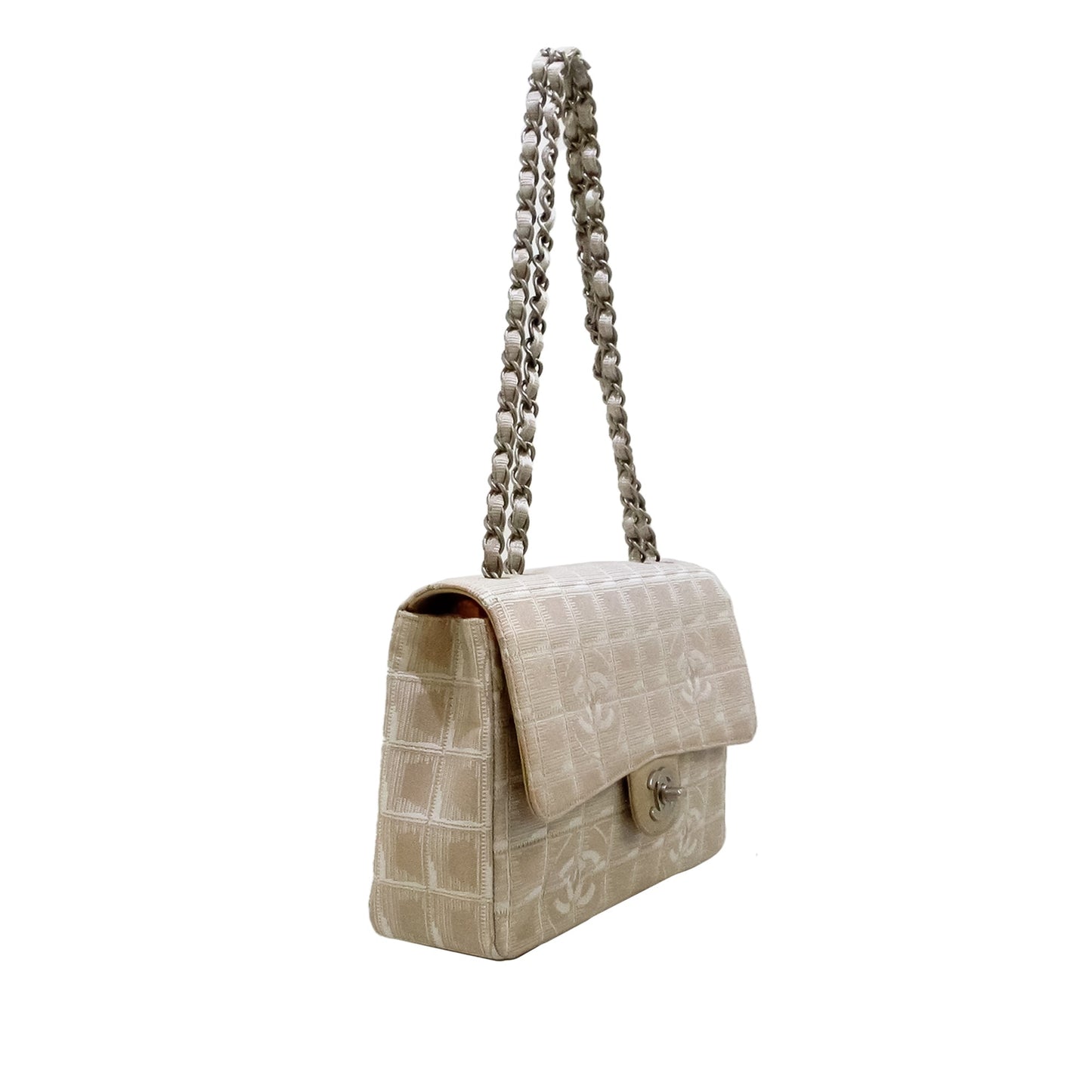Chanel New Travel Chain Flap Handbag Nylon Brown Shoulder Bag