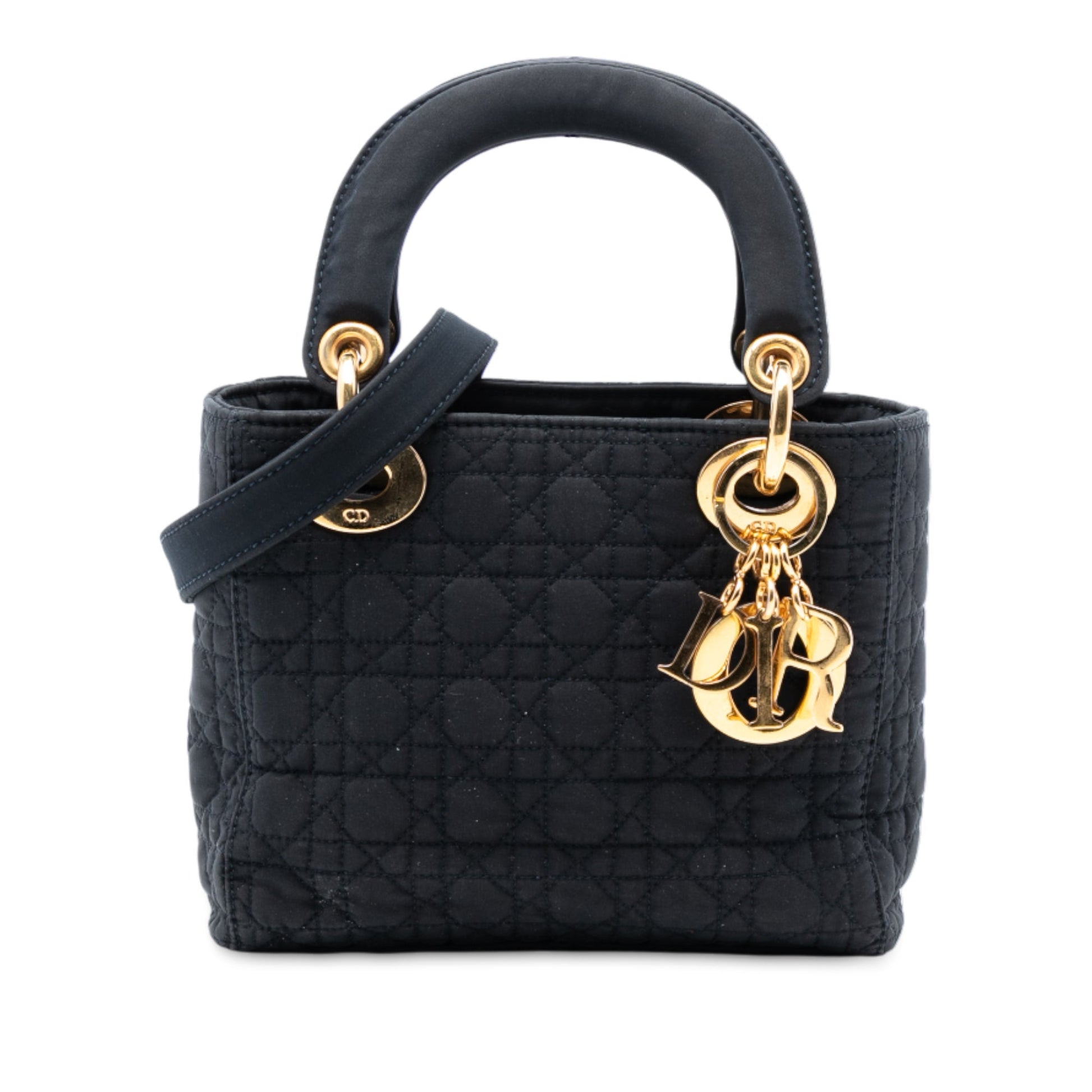 Dior Handbag Cannage Lady Satchel Nylon Black Mini Satchel Bag