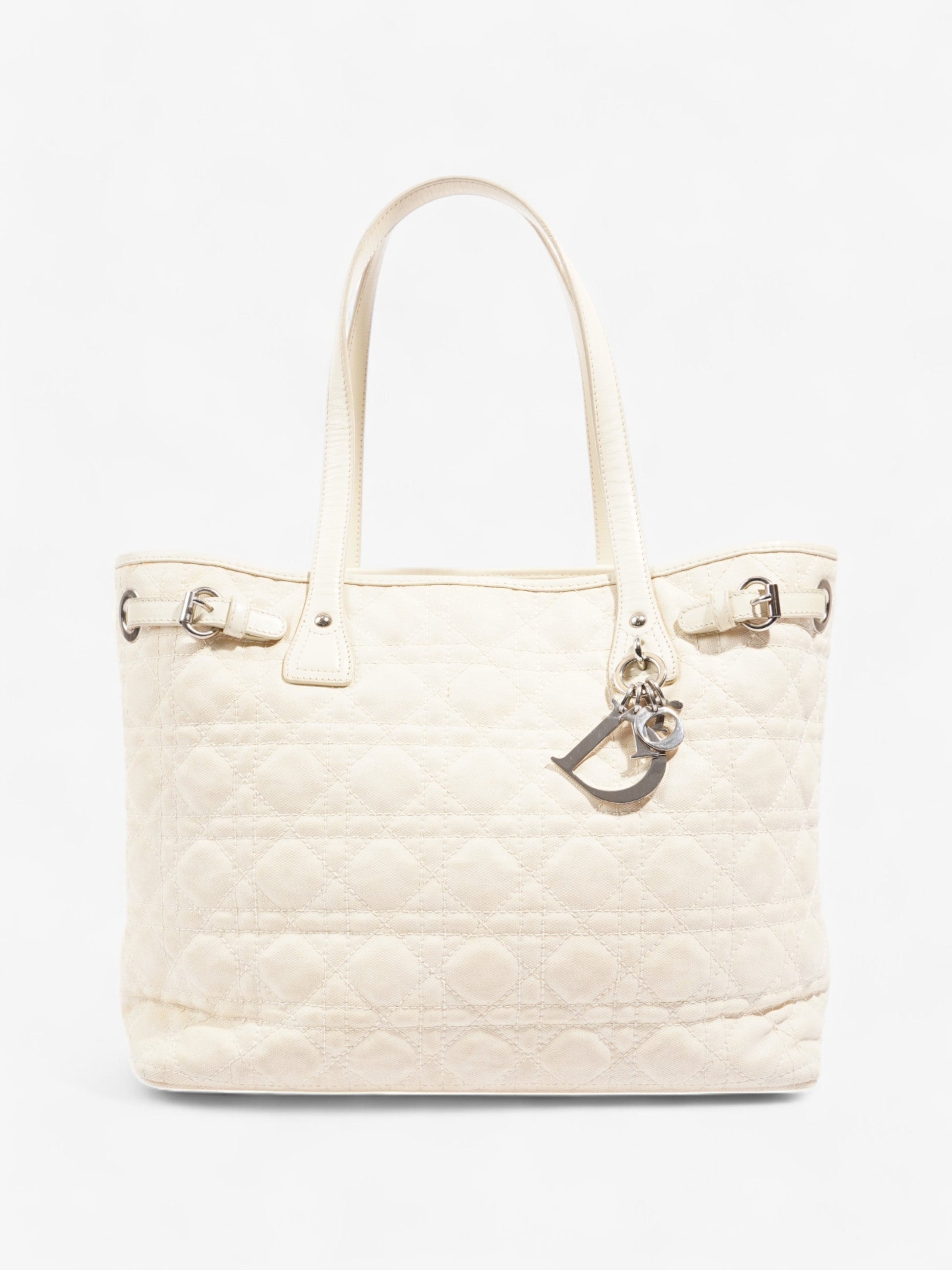 Dior Christian Panarea Tote Canvas Cream Small Shoulder Bag