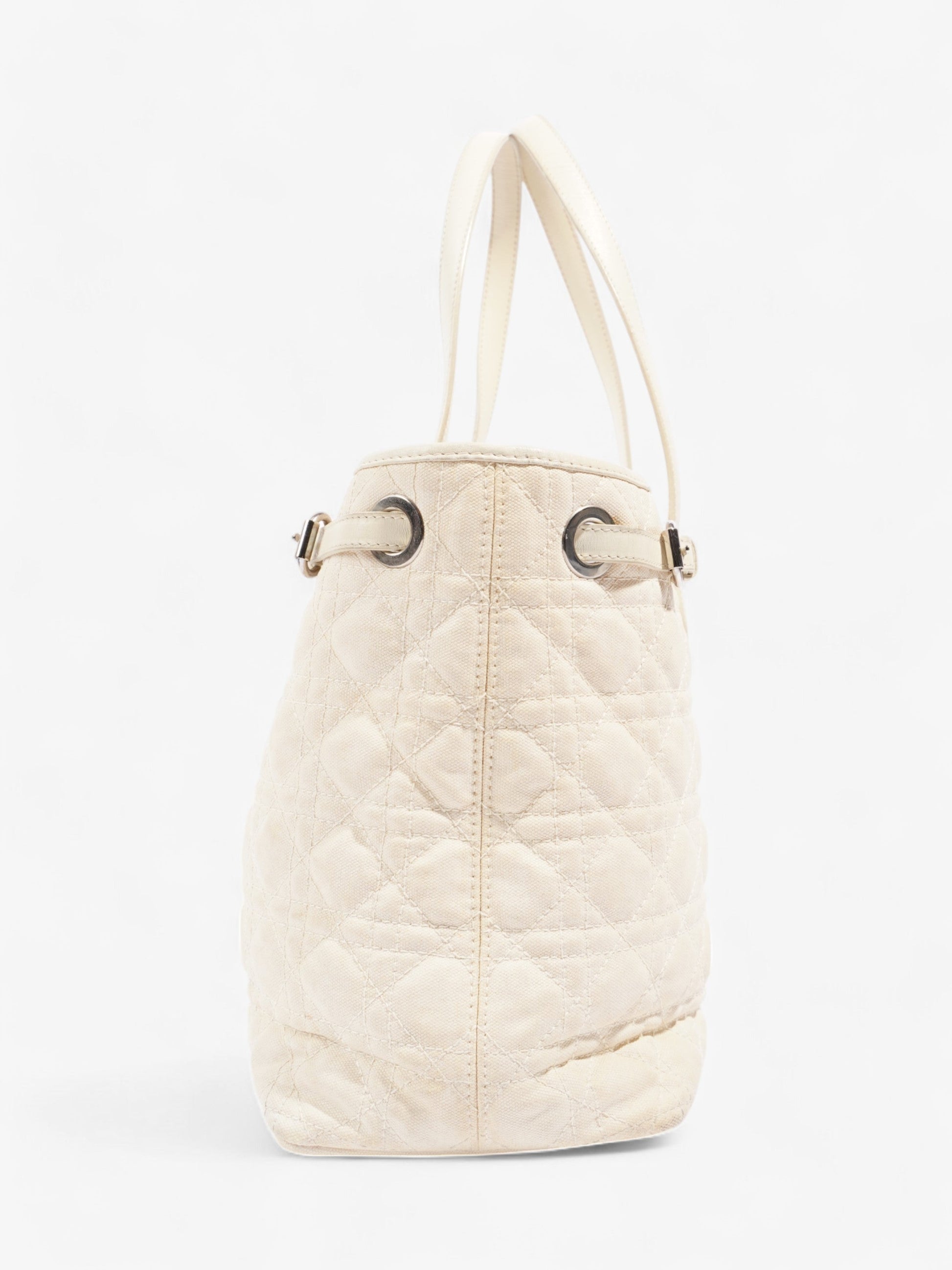 Dior Christian Panarea Tote Canvas Cream Small Shoulder Bag