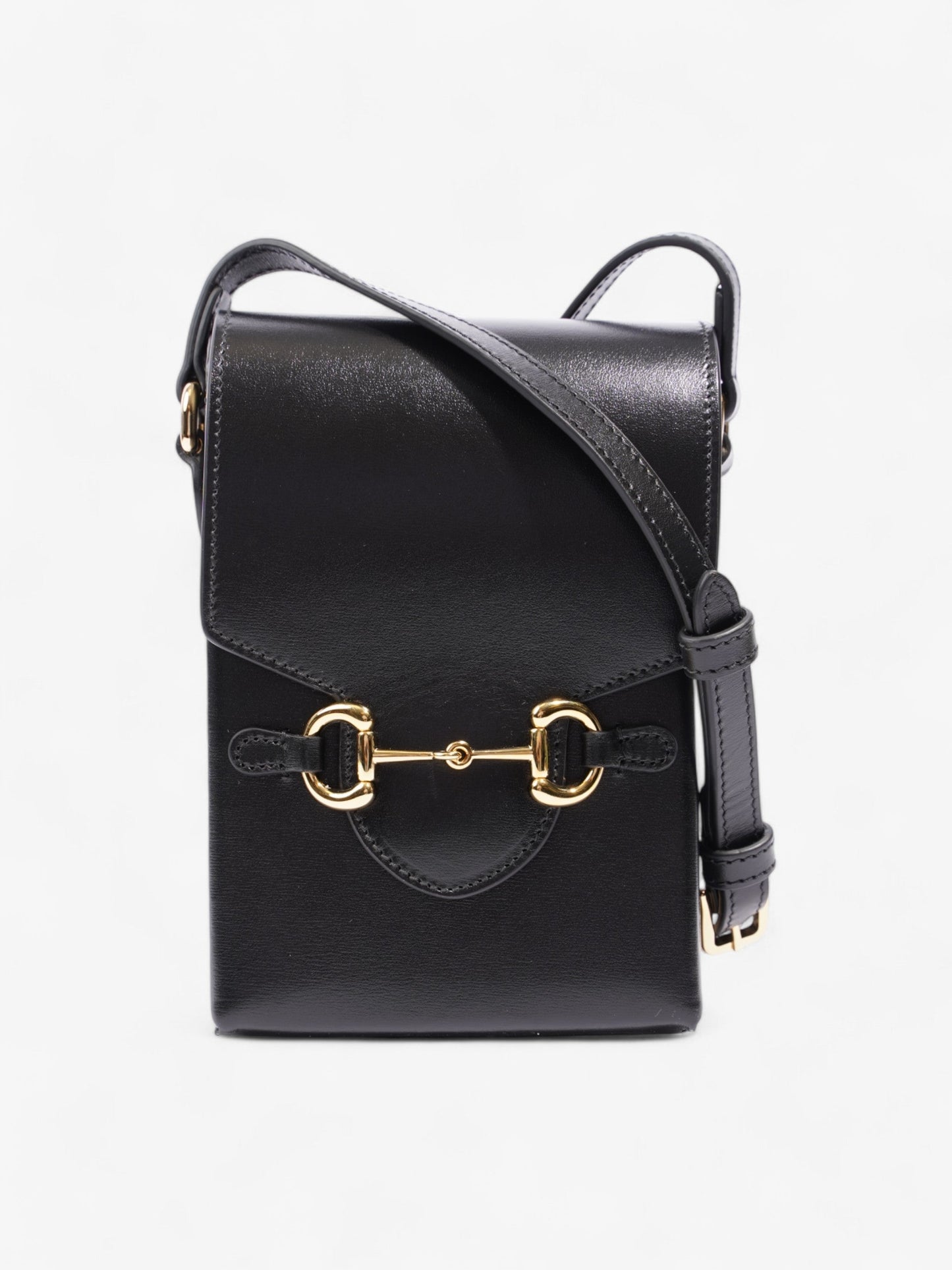Gucci Horsebit Vertical Crossbody Leather Black Crossbody Bag