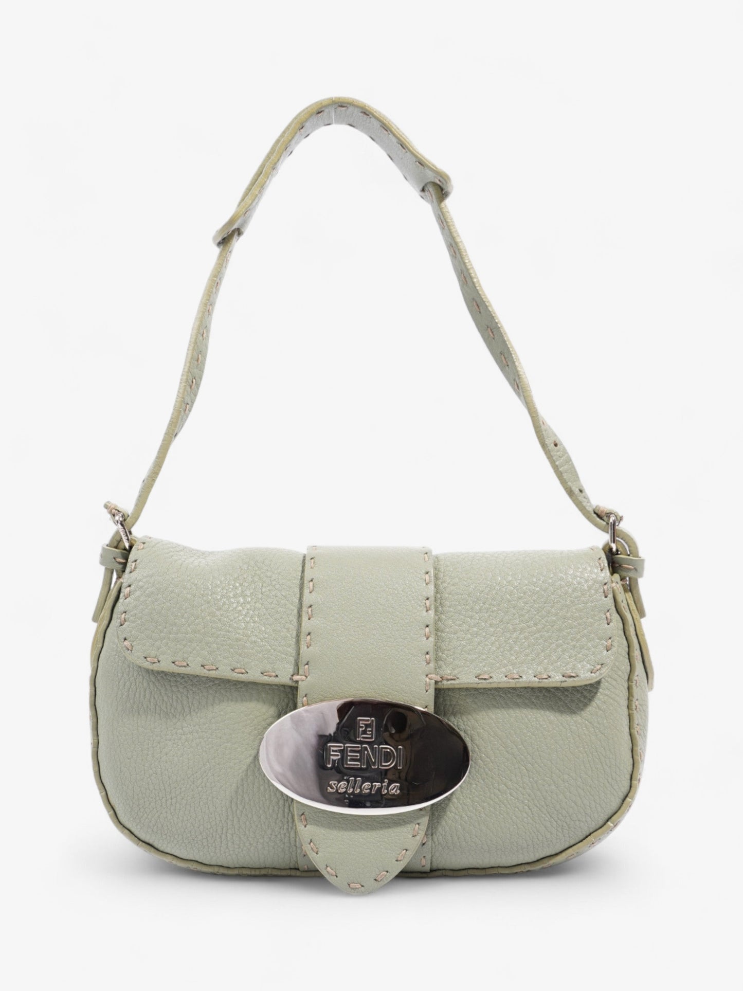 Fendi Salleria Olive Shoulder Bag Leather Green Flap