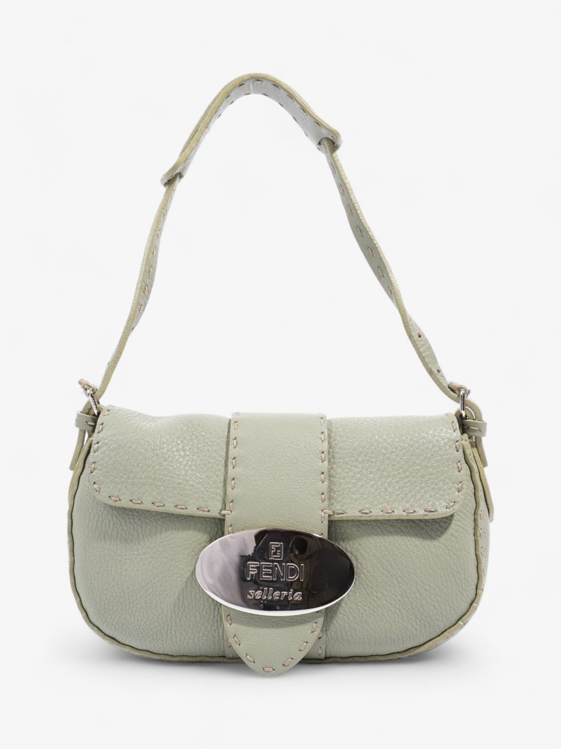 Fendi Salleria Olive Shoulder Bag Leather Green Flap