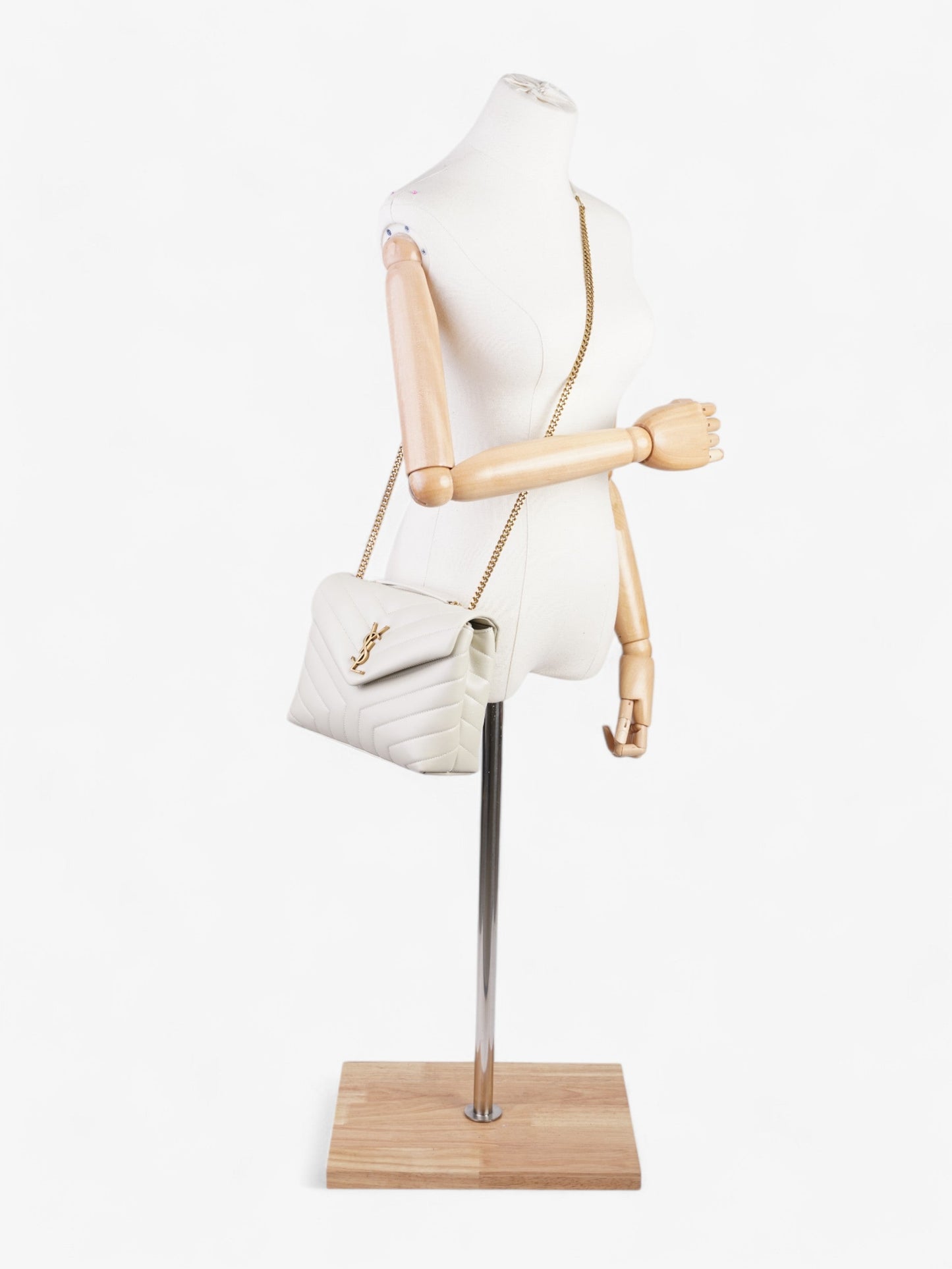 YSL Saint Laurent Lou Lou Calfskin Crossbody Bag Leather Cream Small