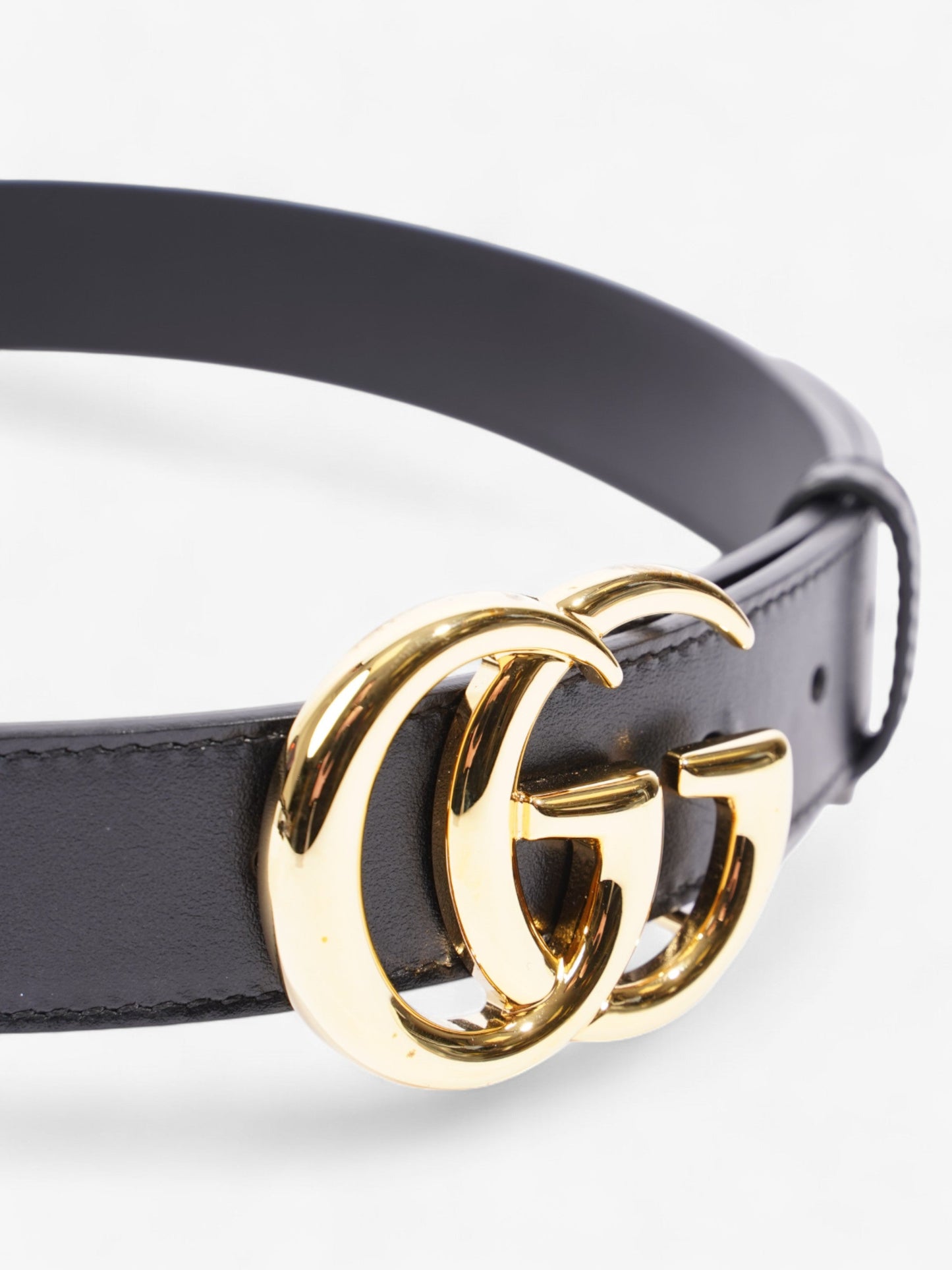 Gucci Marmont Belt Handbag Leather Black Accessory 70Cm 30