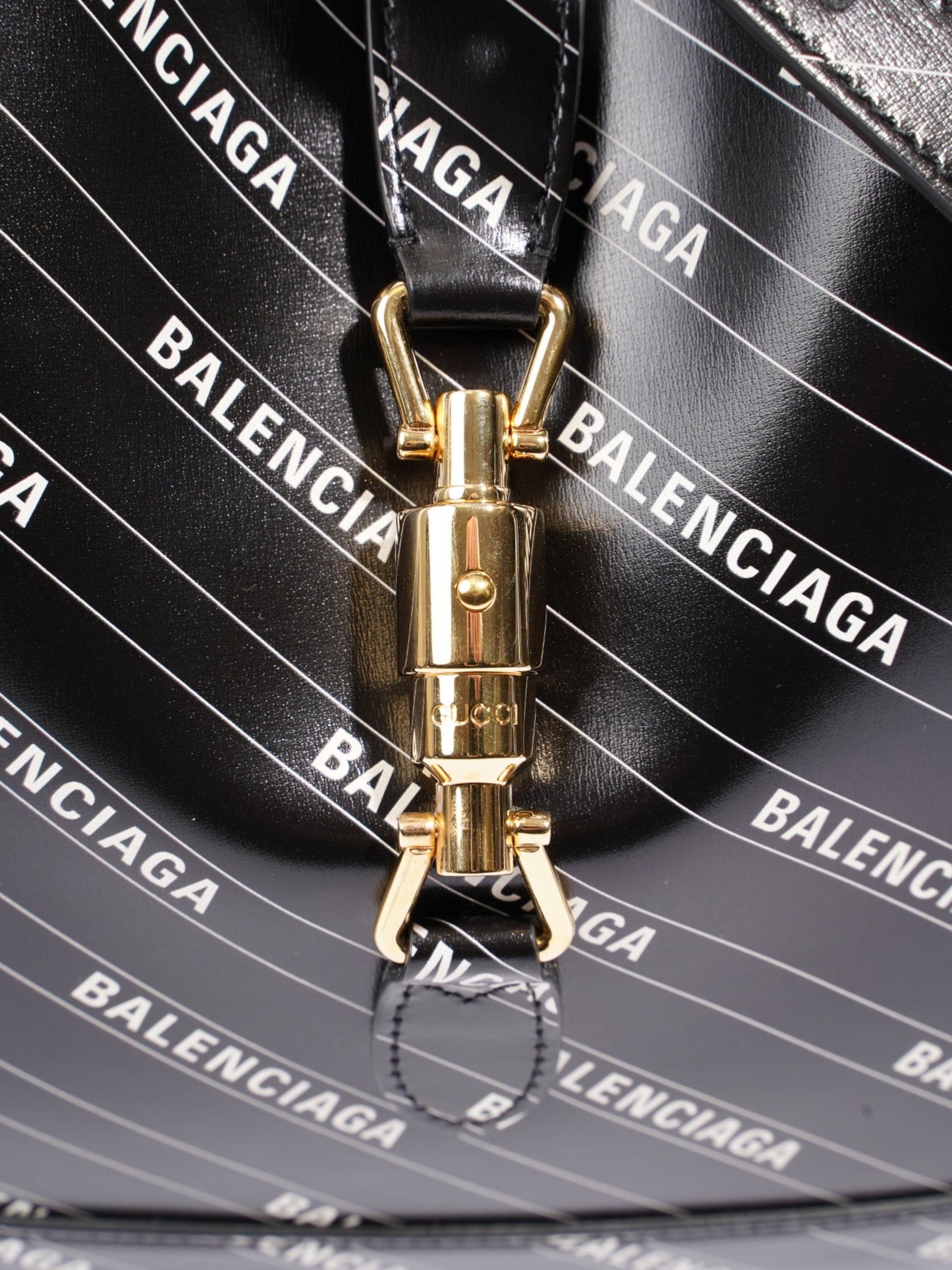 Gucci Balenciaga Hacker Project Jackie Crossbody Bag Leather Black