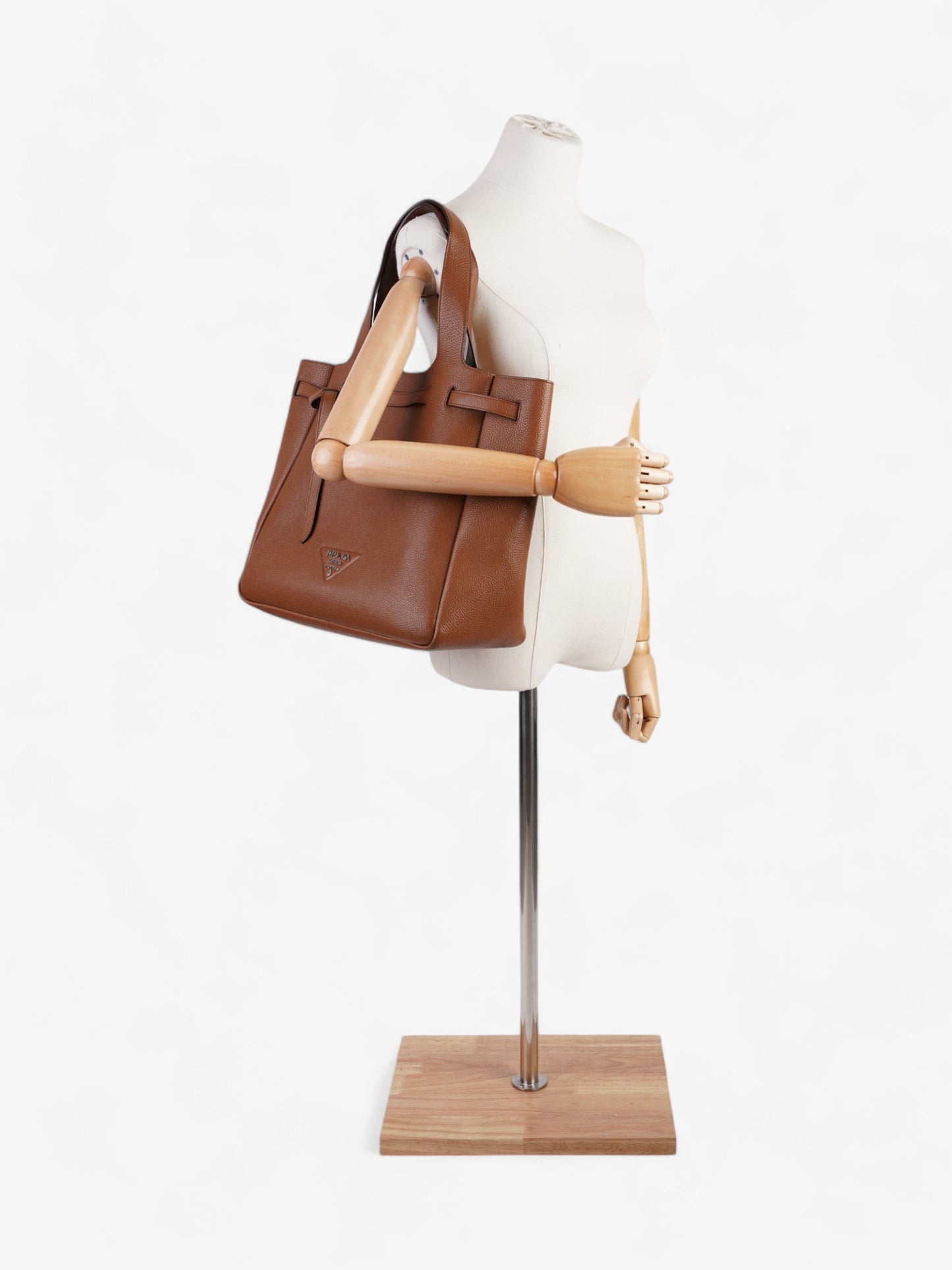 Prada Dynamique Tote Leather Brown Shoulder Bag