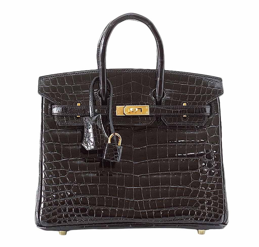 Hermes Birkin Crocodile Bag Black Travel Bag