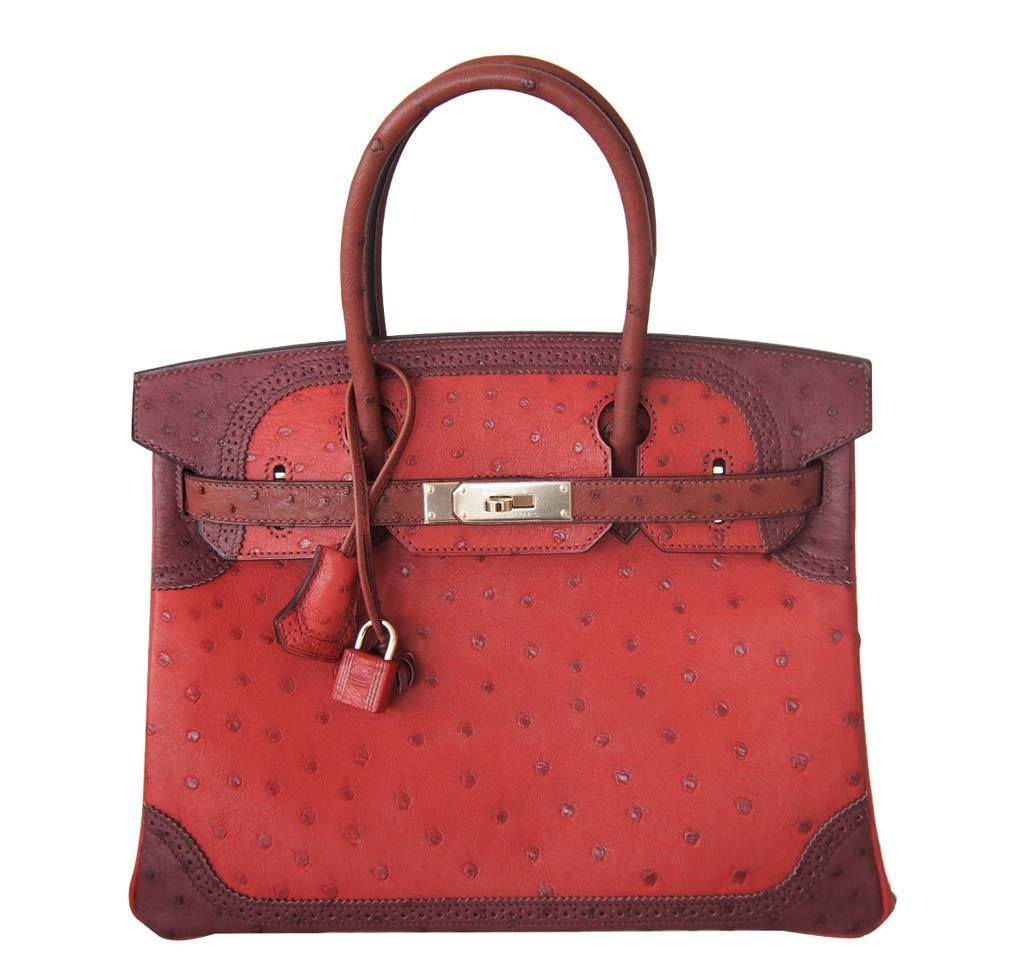 Hermes Birkin Ghillies Bag Tri Color Limited Edition Red Travel Bag